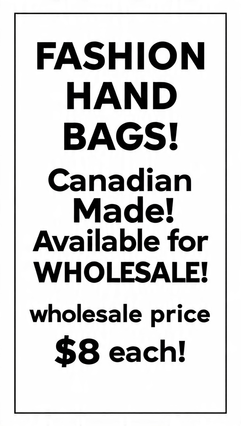 Wholesale Fashion HandBags Canadian made