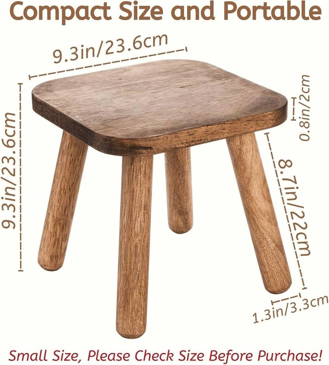 YOUEON 9 Inch Small Wooden Step Stool