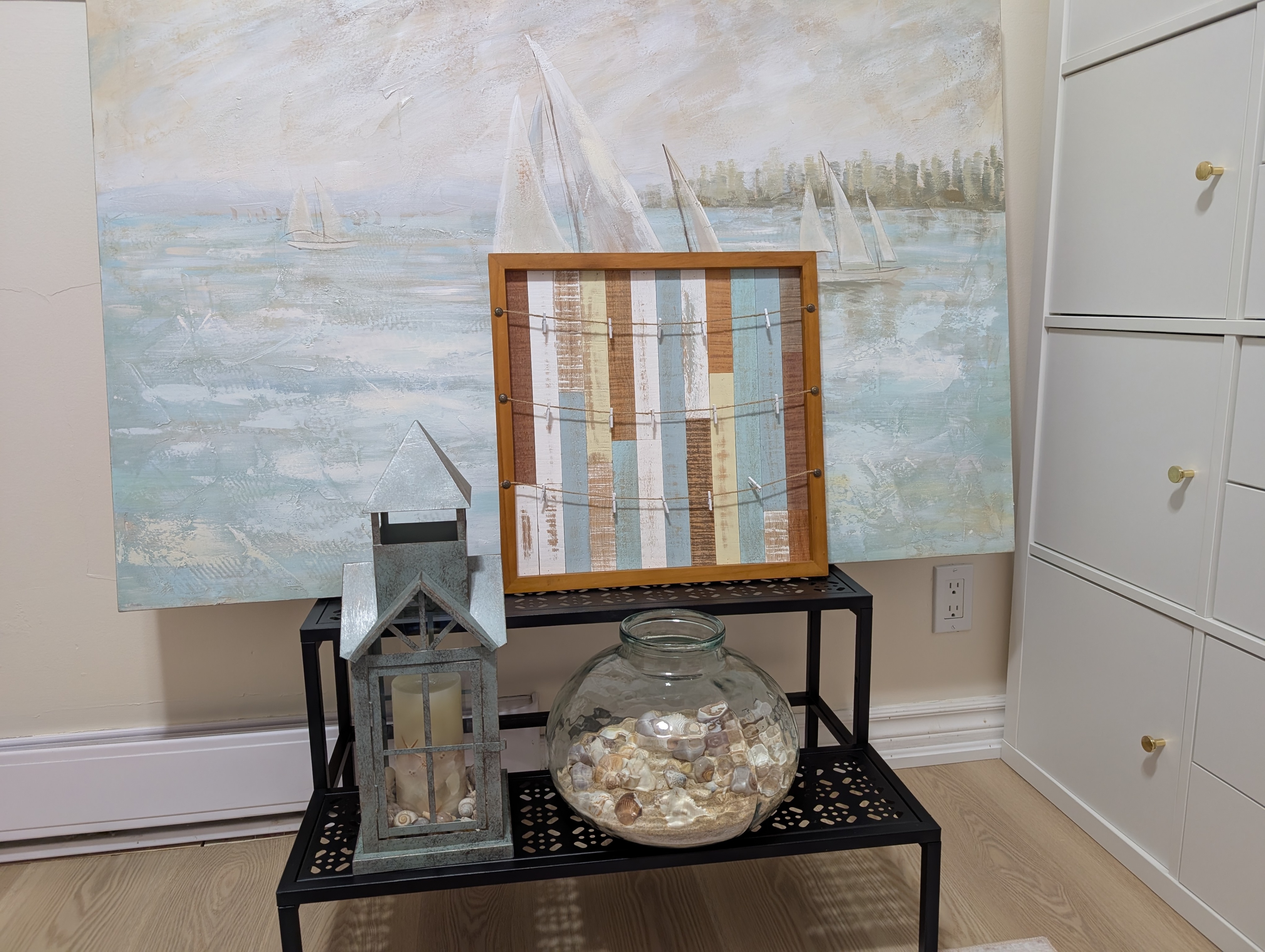 Sea Decor Set (Canvas Art, Glass Bowl, Candle Holder)