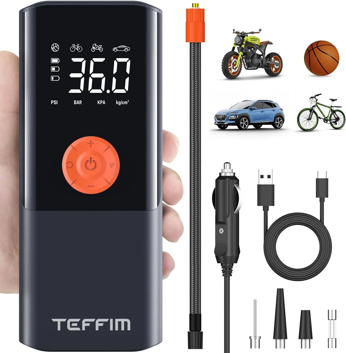 Tire Inflator Portable Air Compressor, 12V Smart Air Pump