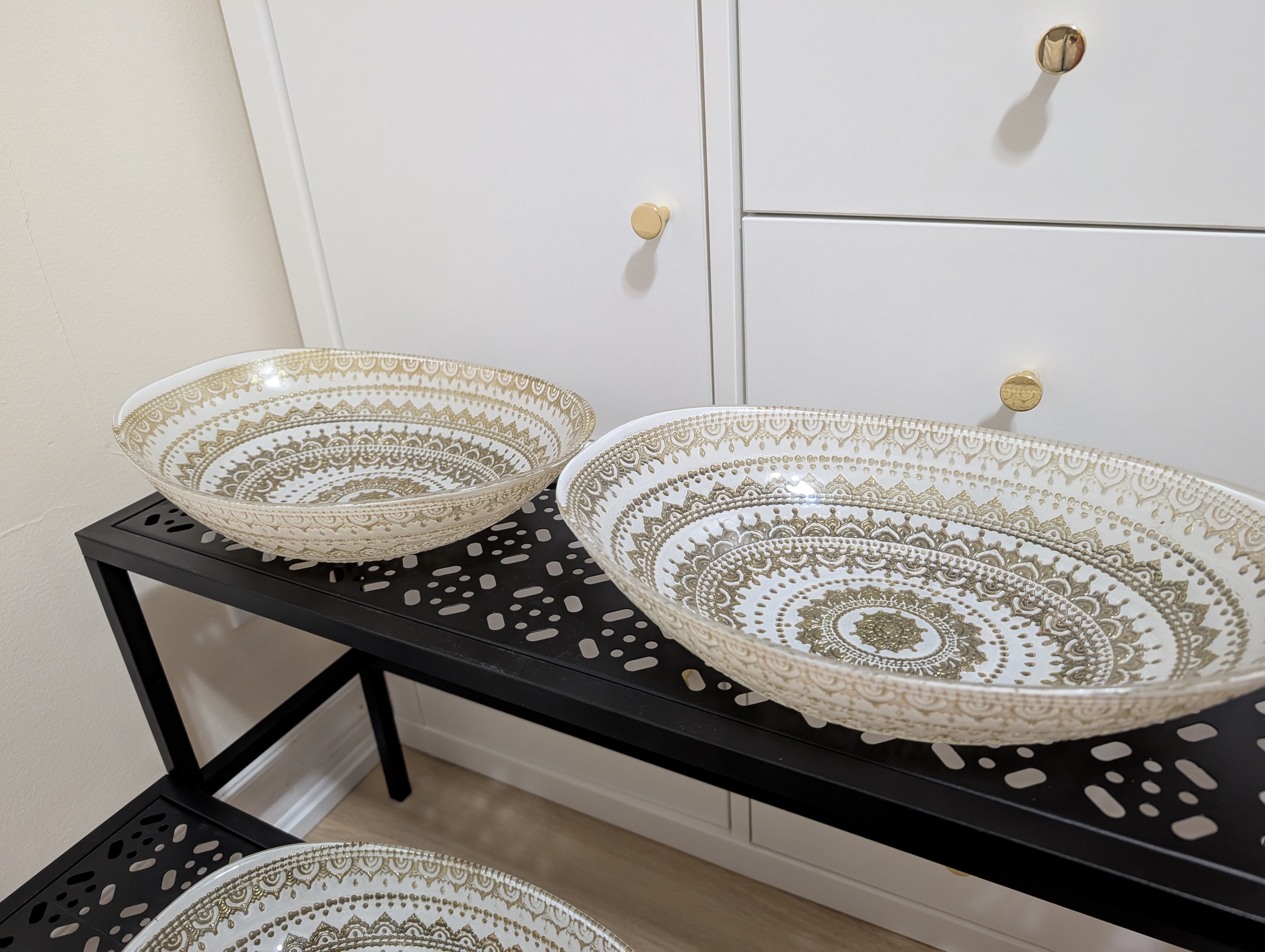 Decorative Gold Patterned Bowls (Set of 3)