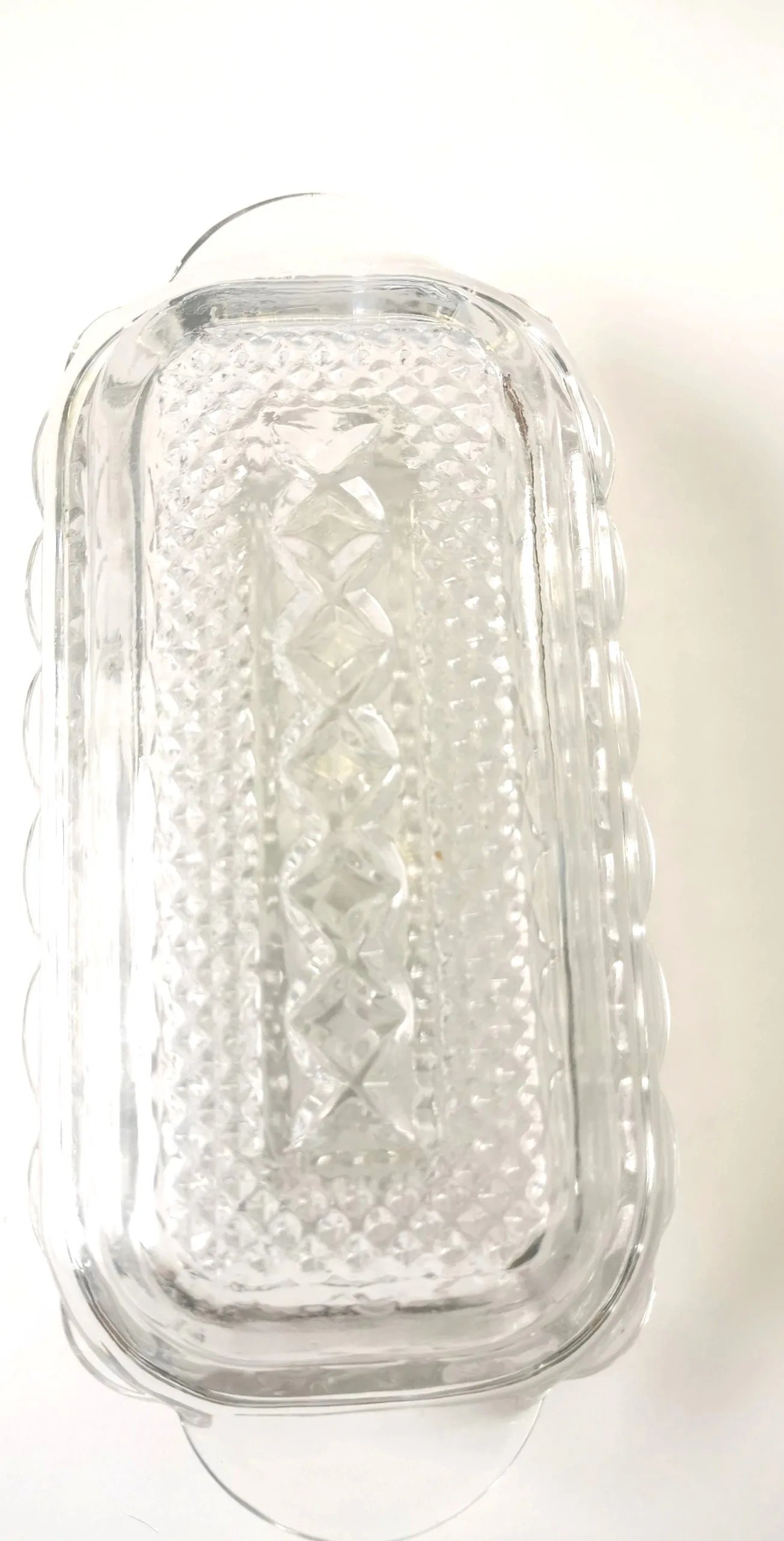 Anchor Hocking Wexford Glass Butter Dish Diamond Cut 70s USA image indicator(4)