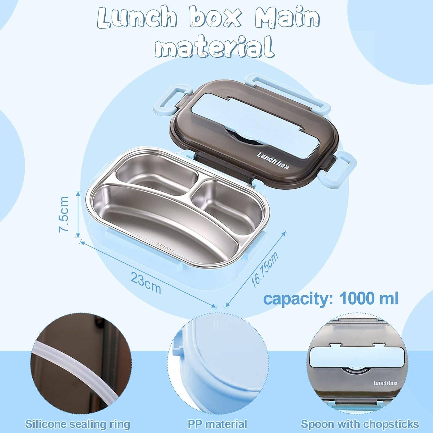 3 Compartment Stainless Bento Box with Utensils – New - photo 2