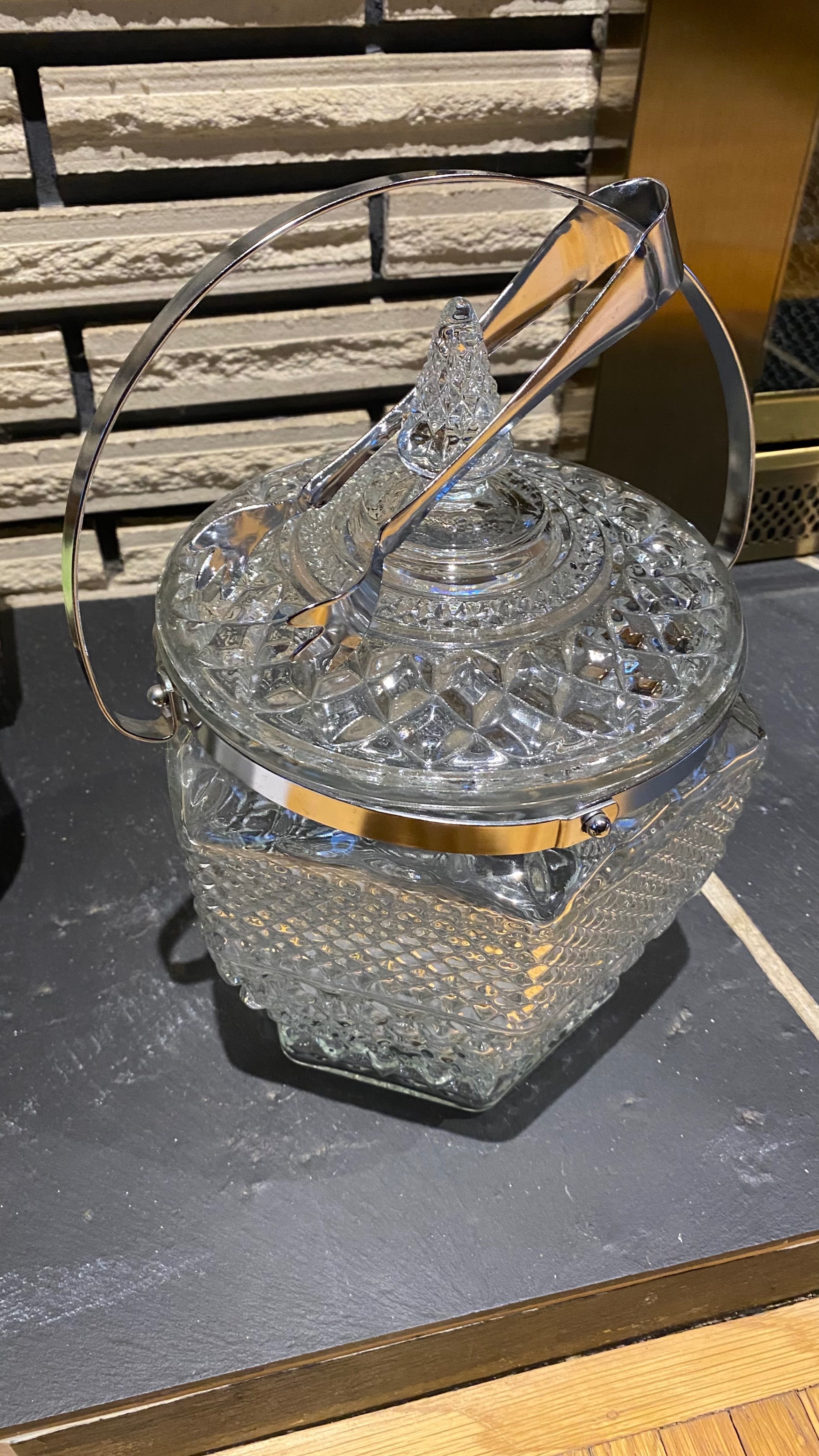 Vintage Ice Bucket with Tongs