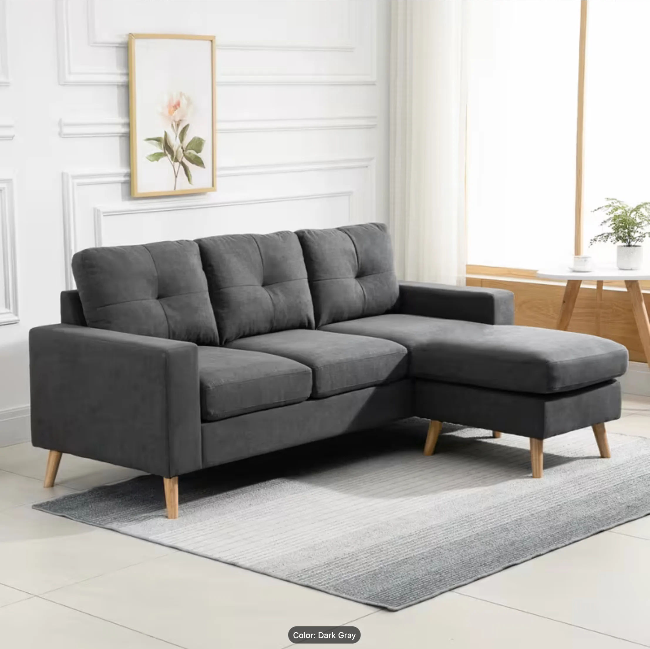 HOMCOM Modular Sectional Sofa – L-Shape with Reversible Chaise image indicator(7)