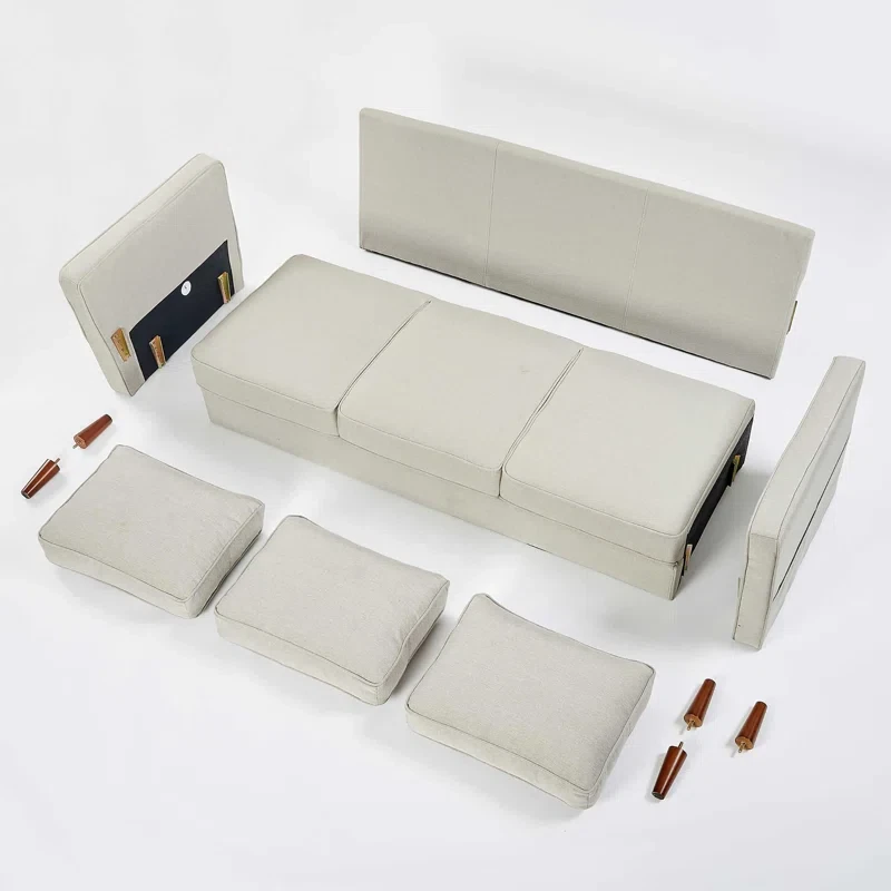 Beige Three-Seat Sofa - photo 4