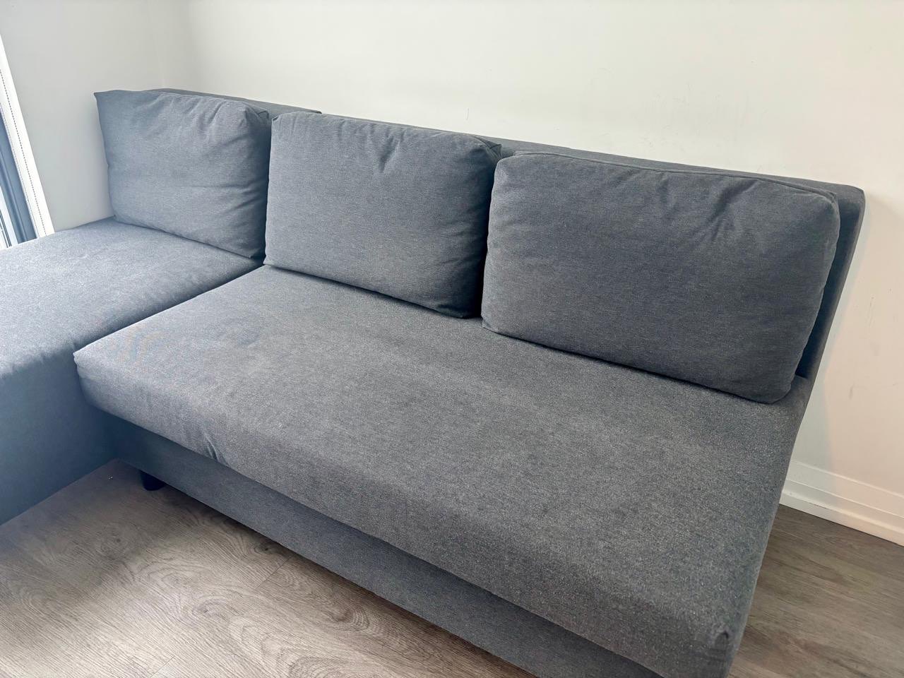 Corner sofa-bed with storage, dark gray - photo 2