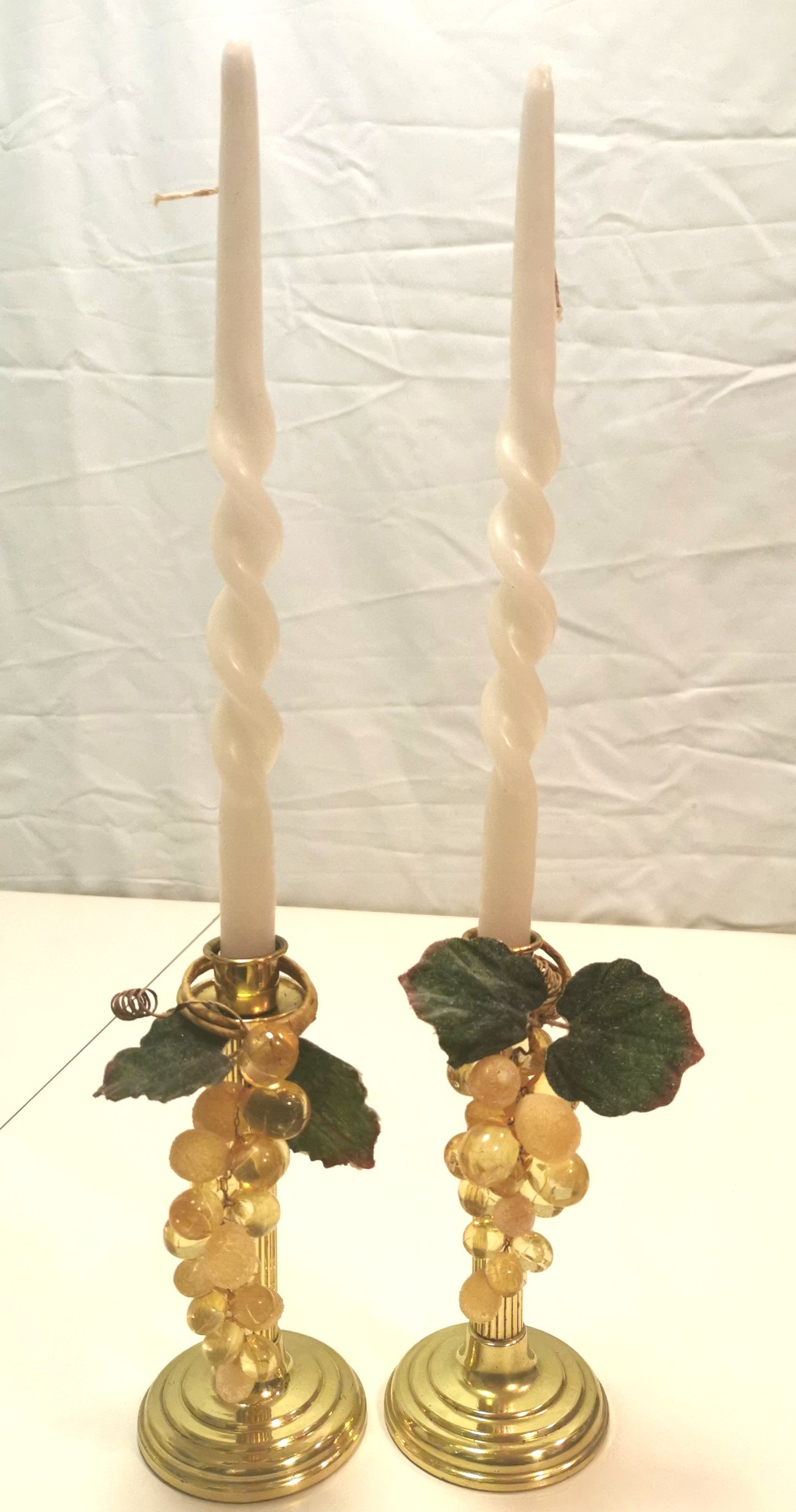 1970s 8" Brass Fluted Column Candlestick Holders Pair Taiwan - photo 4