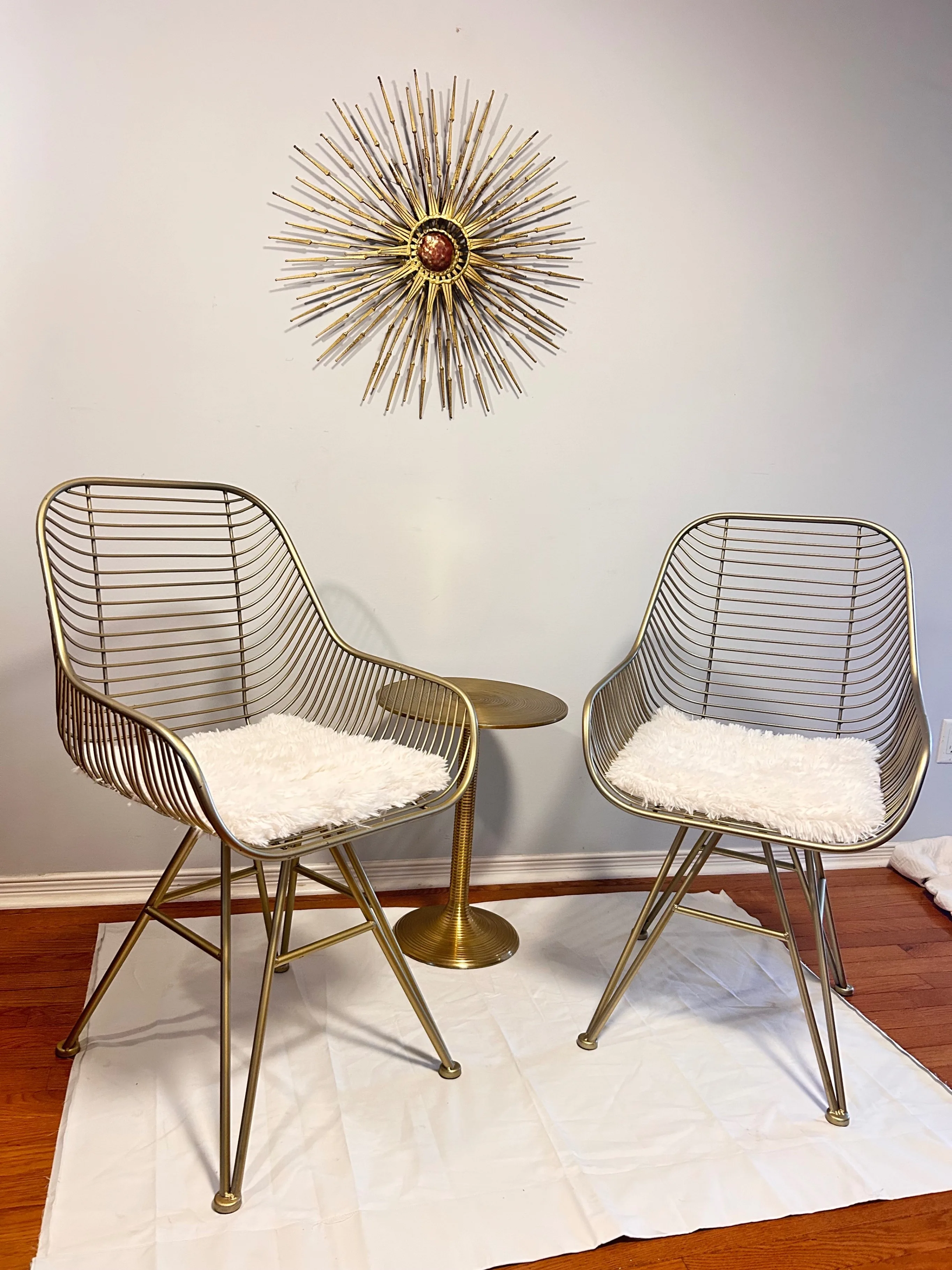 Modern Wire Chairs with accent table