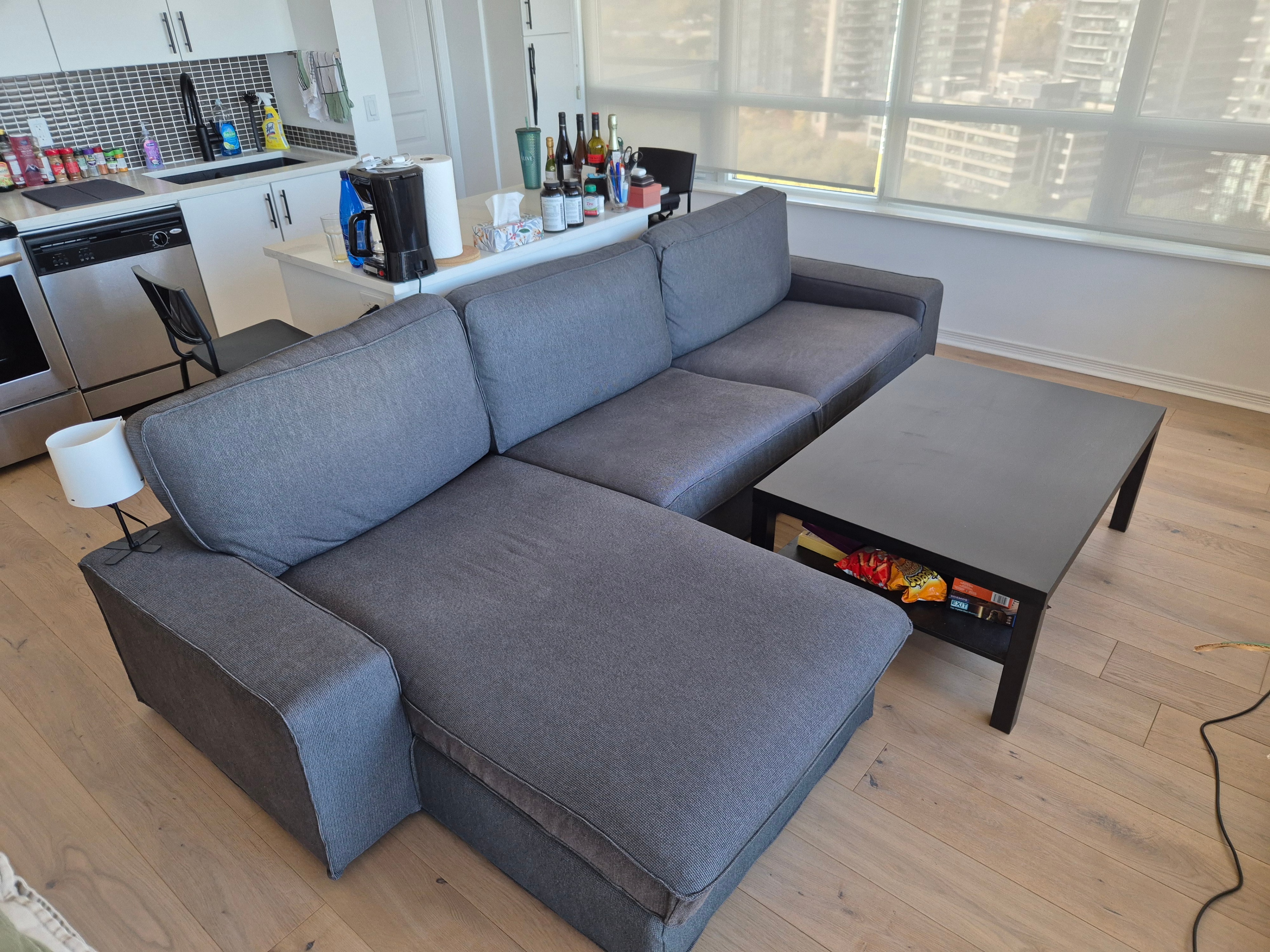 IKEA KIVIK Sofa with chaise lounge, Tibbleby beige/gray - photo 2