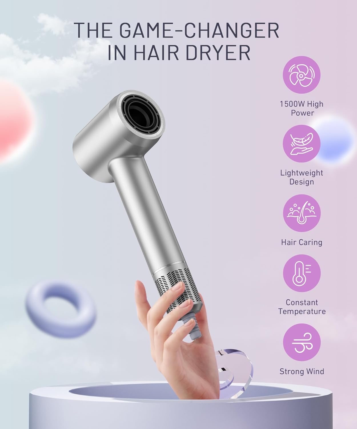 Hair Dryer - 150000 RPM High-Speed Brushless Motor Negative - photo 4