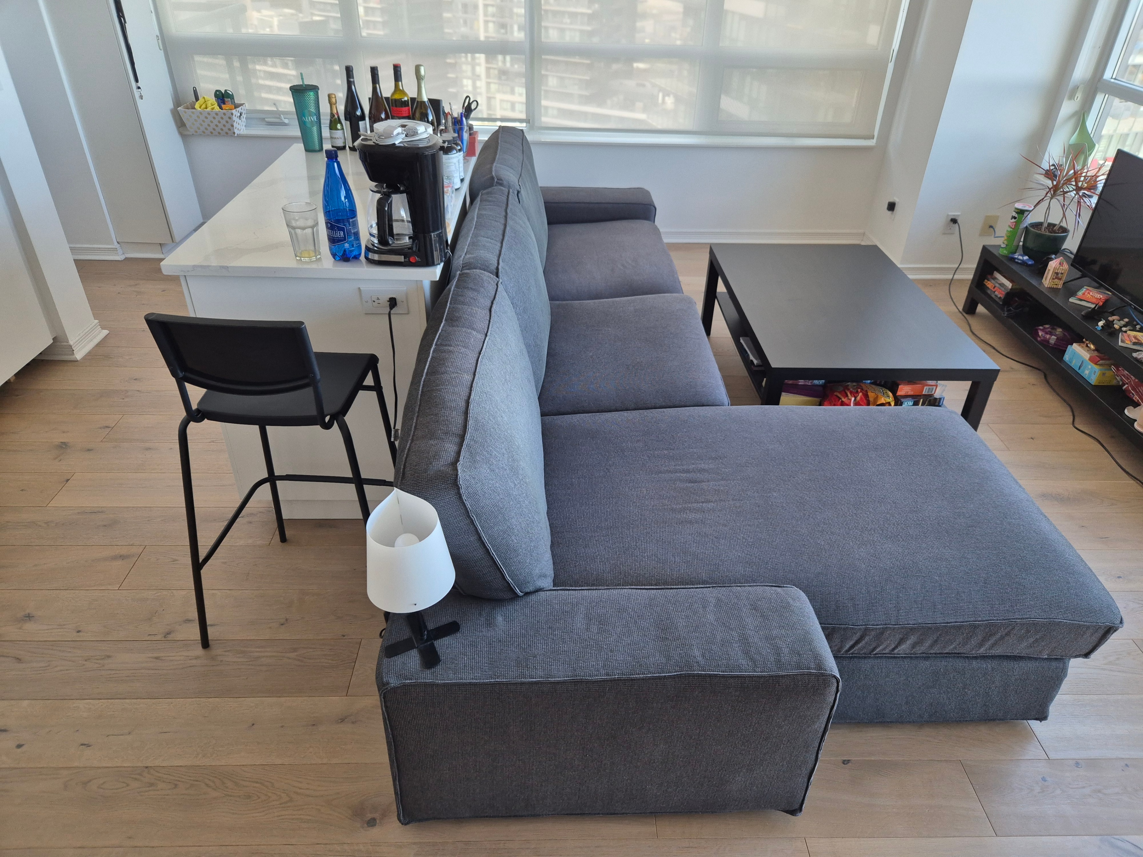 IKEA KIVIK Sofa with chaise lounge, Tibbleby beige/gray - photo 3
