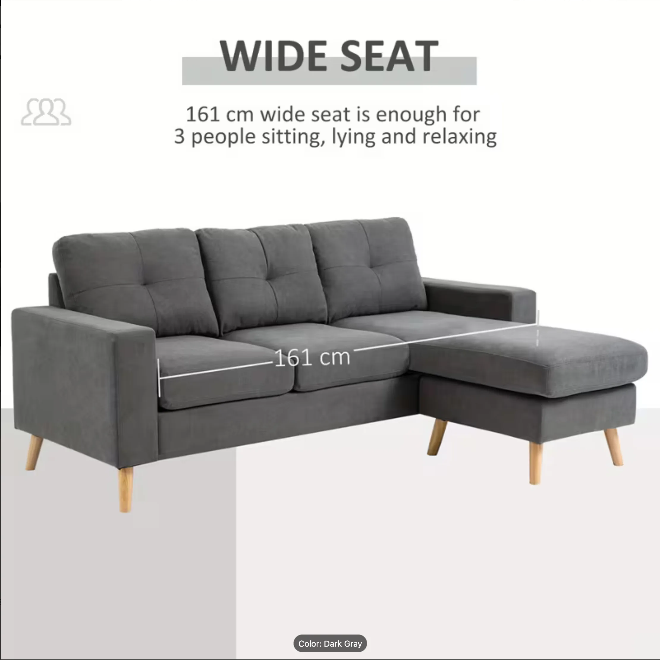 HOMCOM Modular Sectional Sofa – L-Shape with Reversible Chaise image indicator(5)