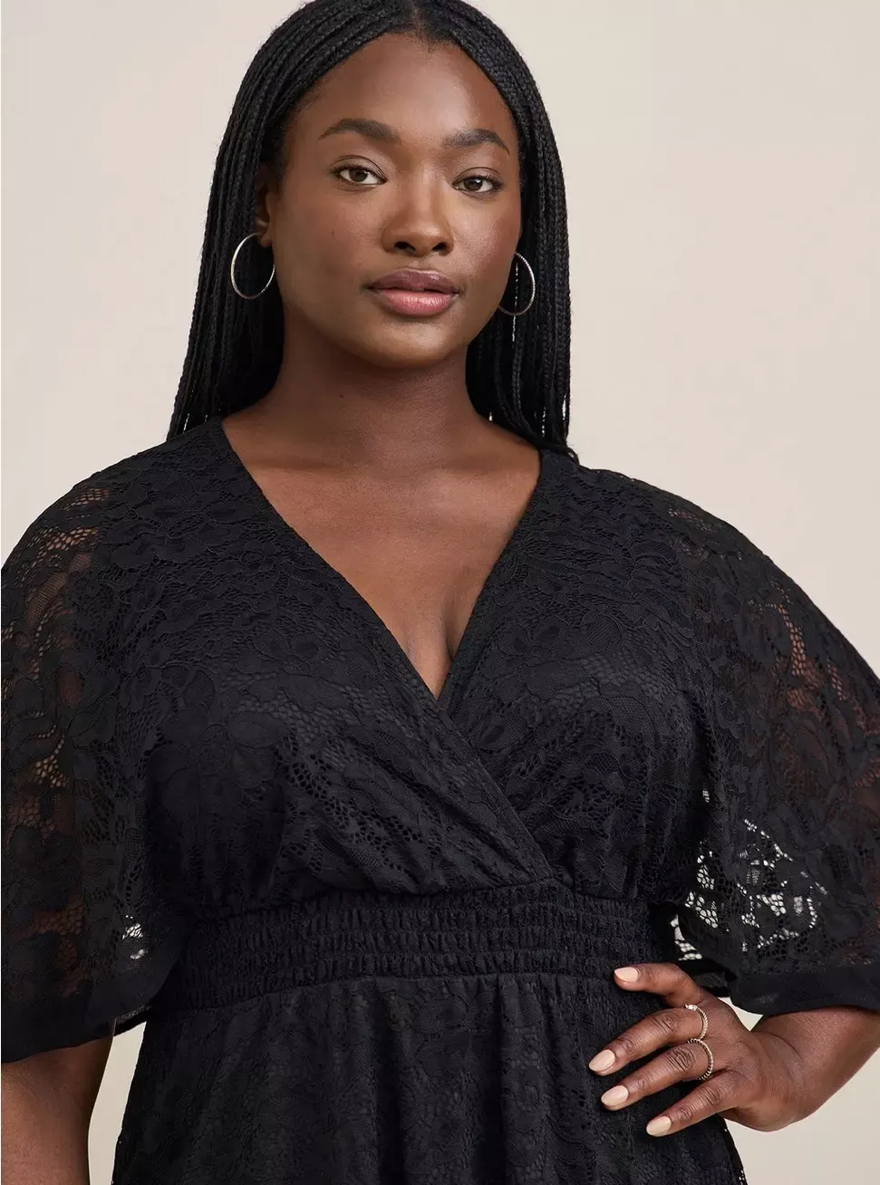 new w tage Torrid Black Lace Surplice Top - photo 3