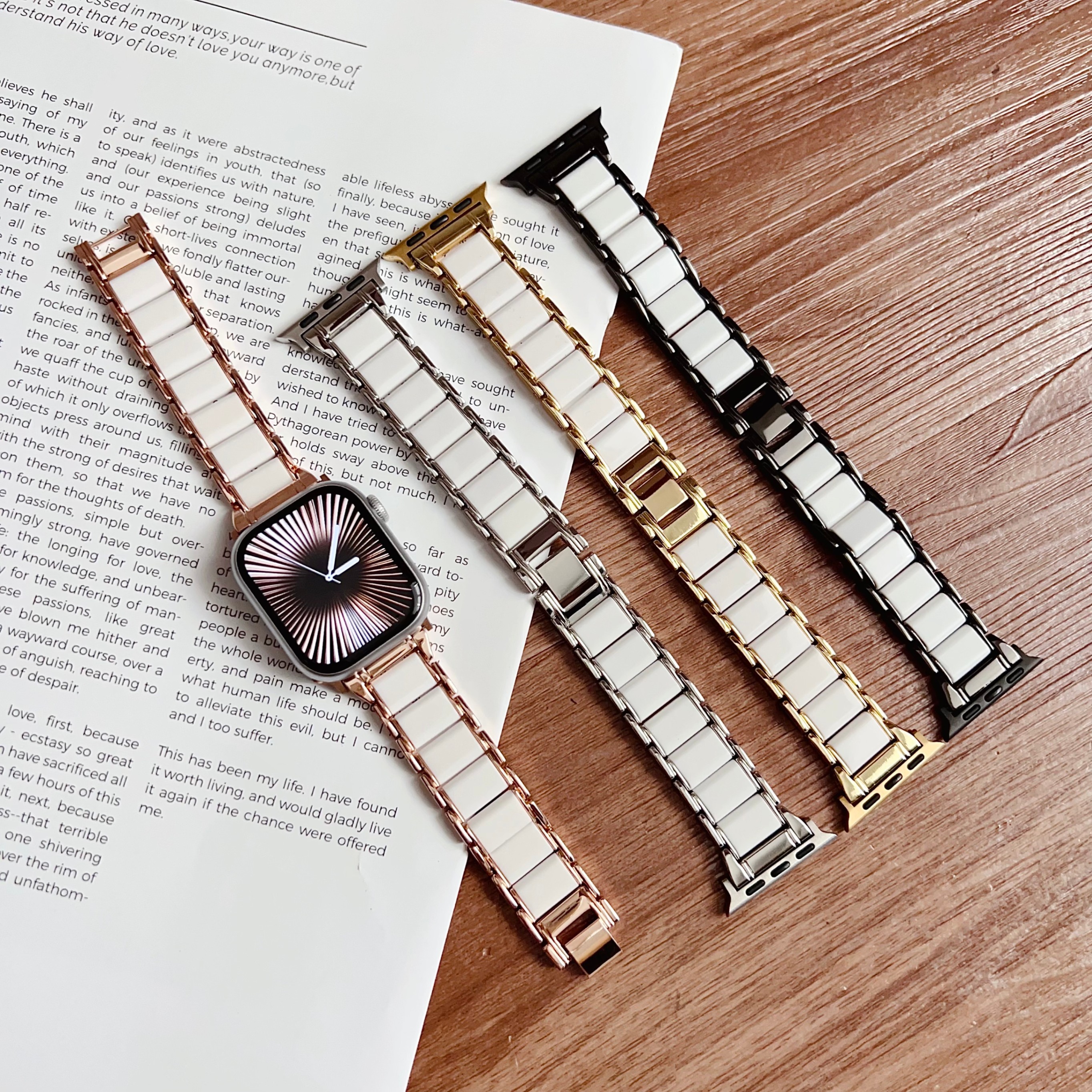 04-RG Rose Gold Metal + Resin Link Replacement iWatch Strap - photo 2
