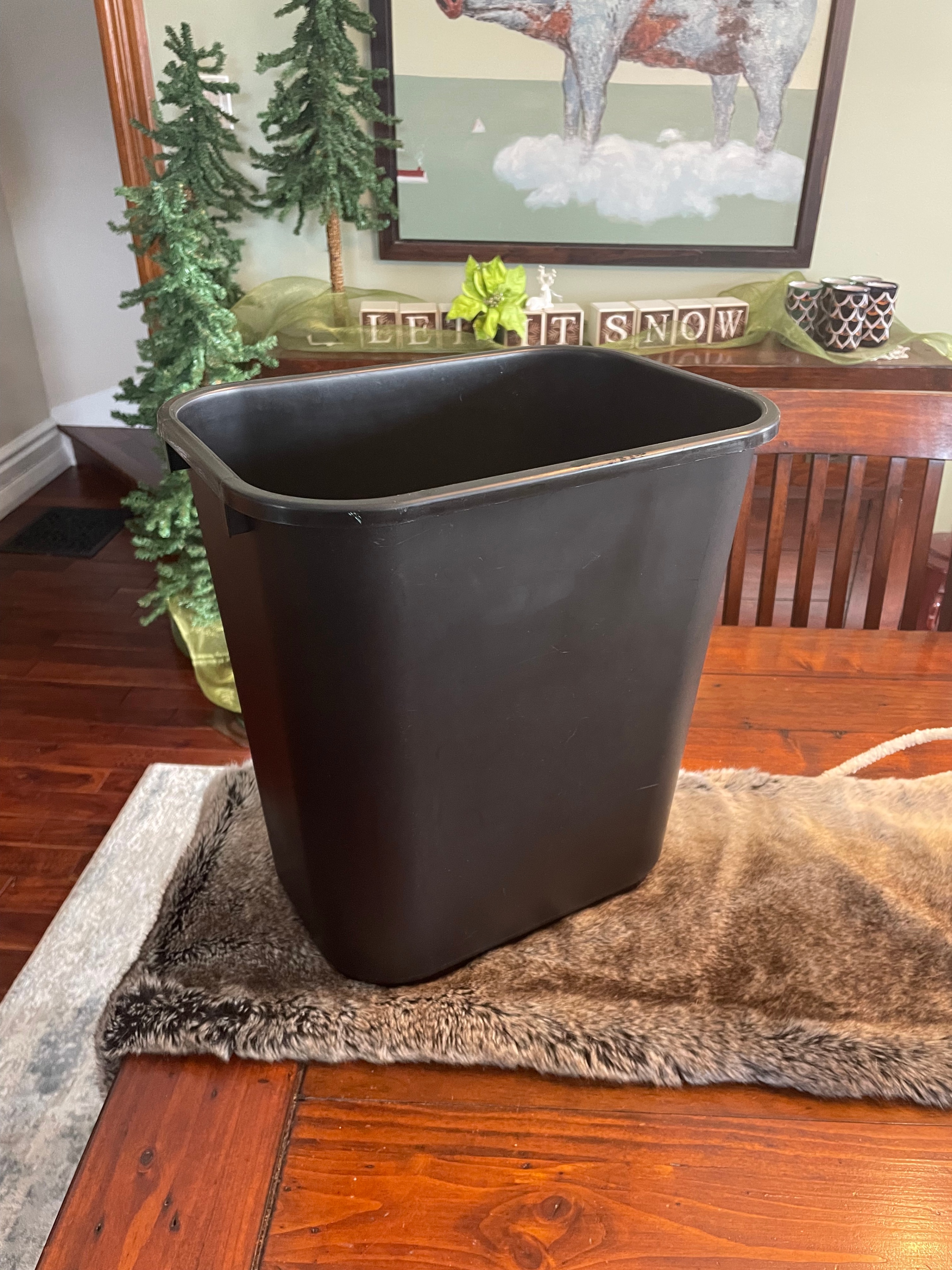 Black Plastic Garbage / Trash Bin