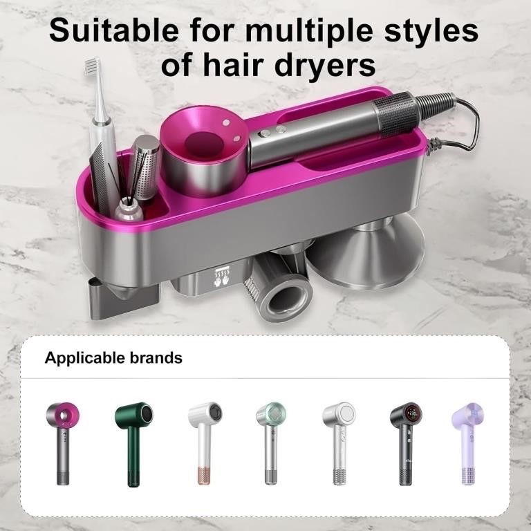 Gugxiom Hair Dryer Holder Wall Mounted (Rose Red) - photo 2