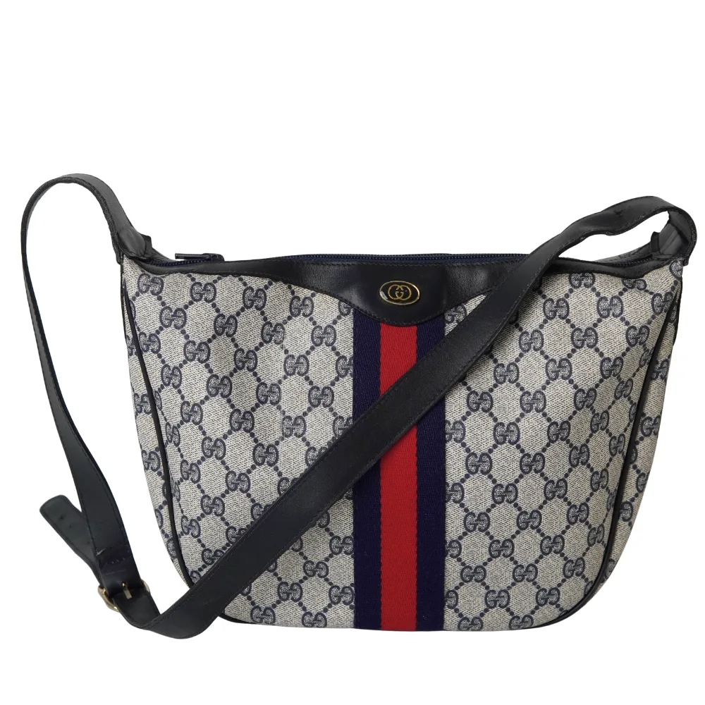GUCCI Vintage Sherry Line Shoulder Bag - Navy