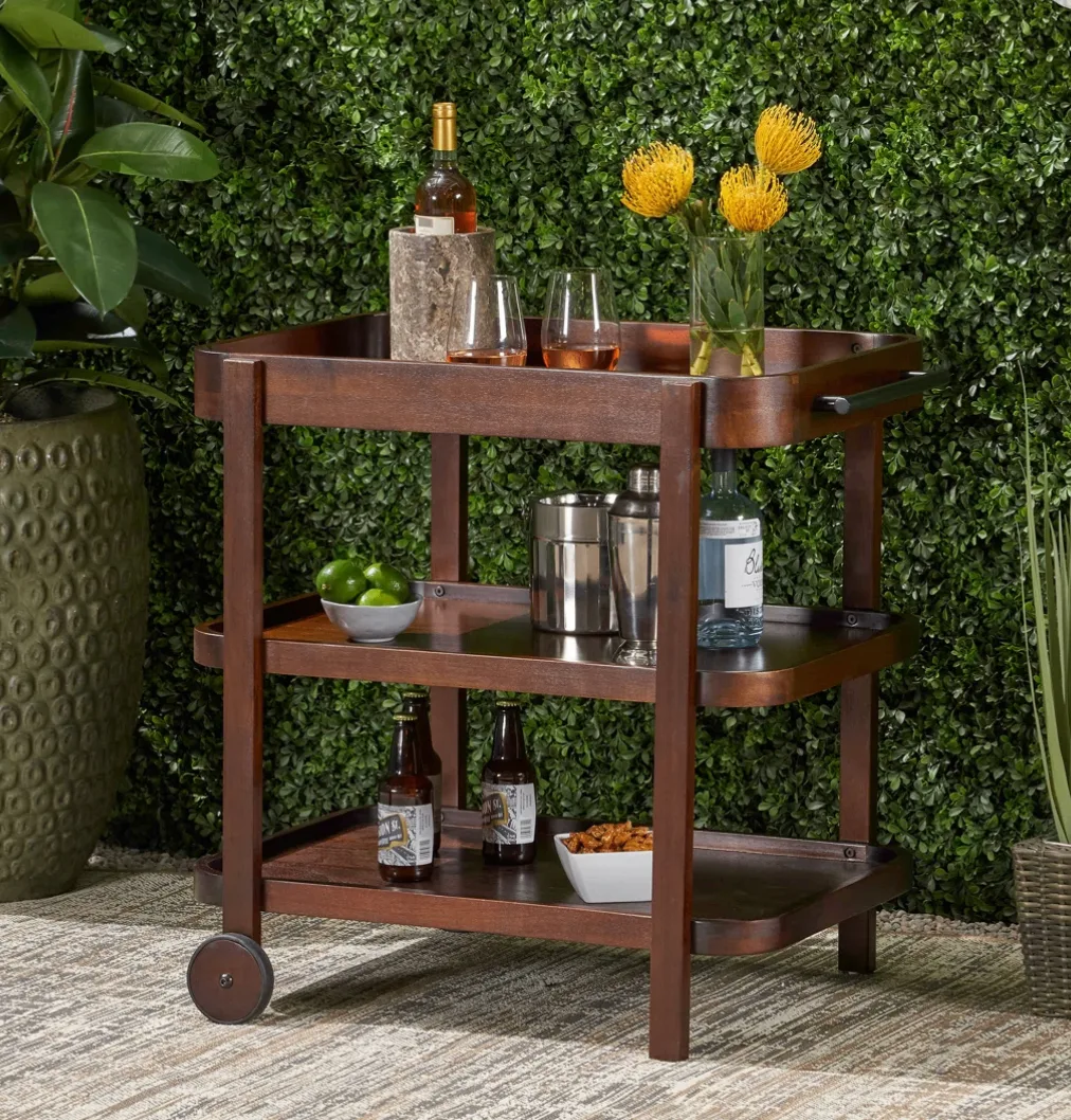 Bar Cart, acacia wood, brown mahogany #cleanout image indicator(2)