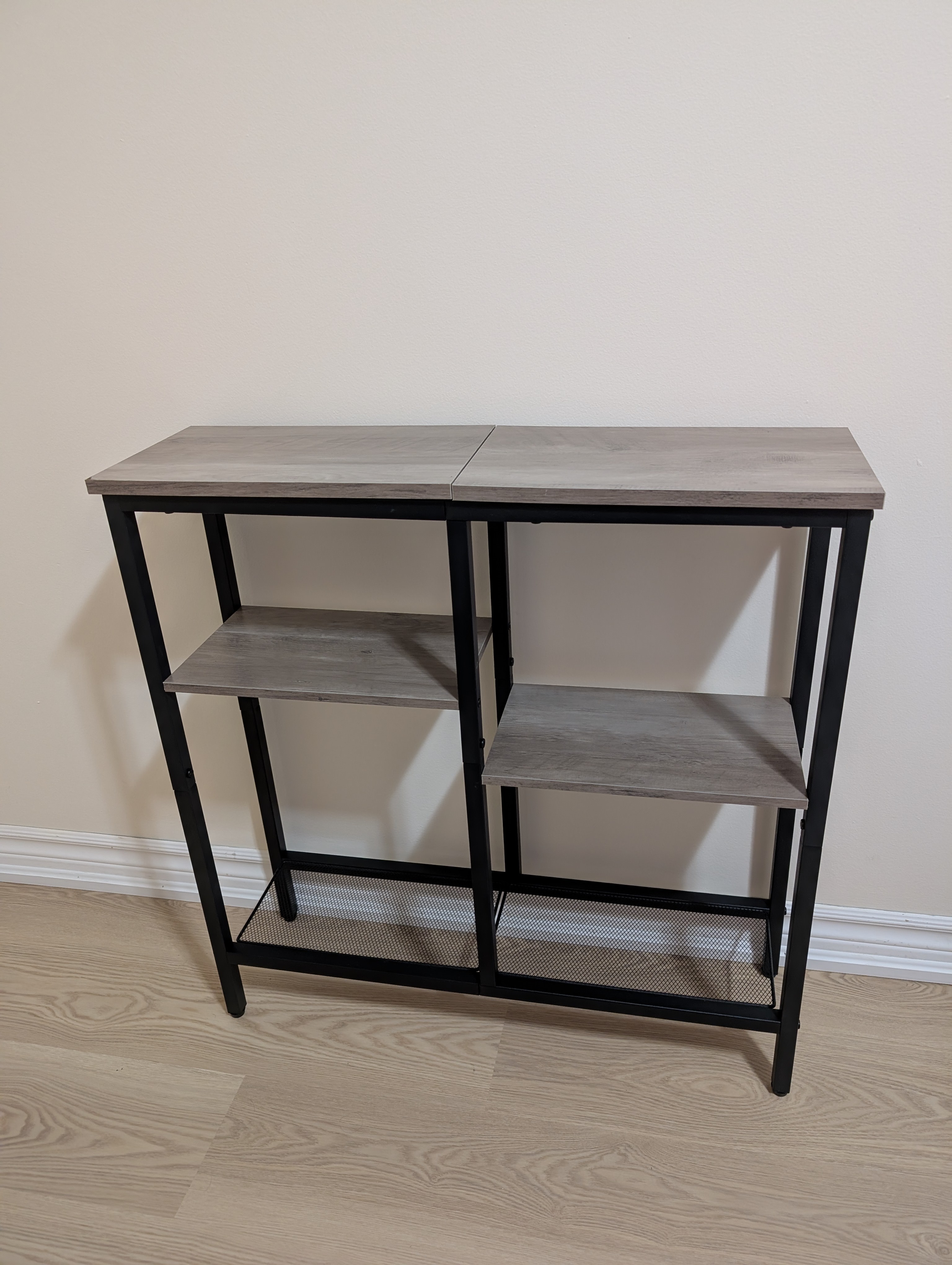 Console Table with Shelves - Grey and Black