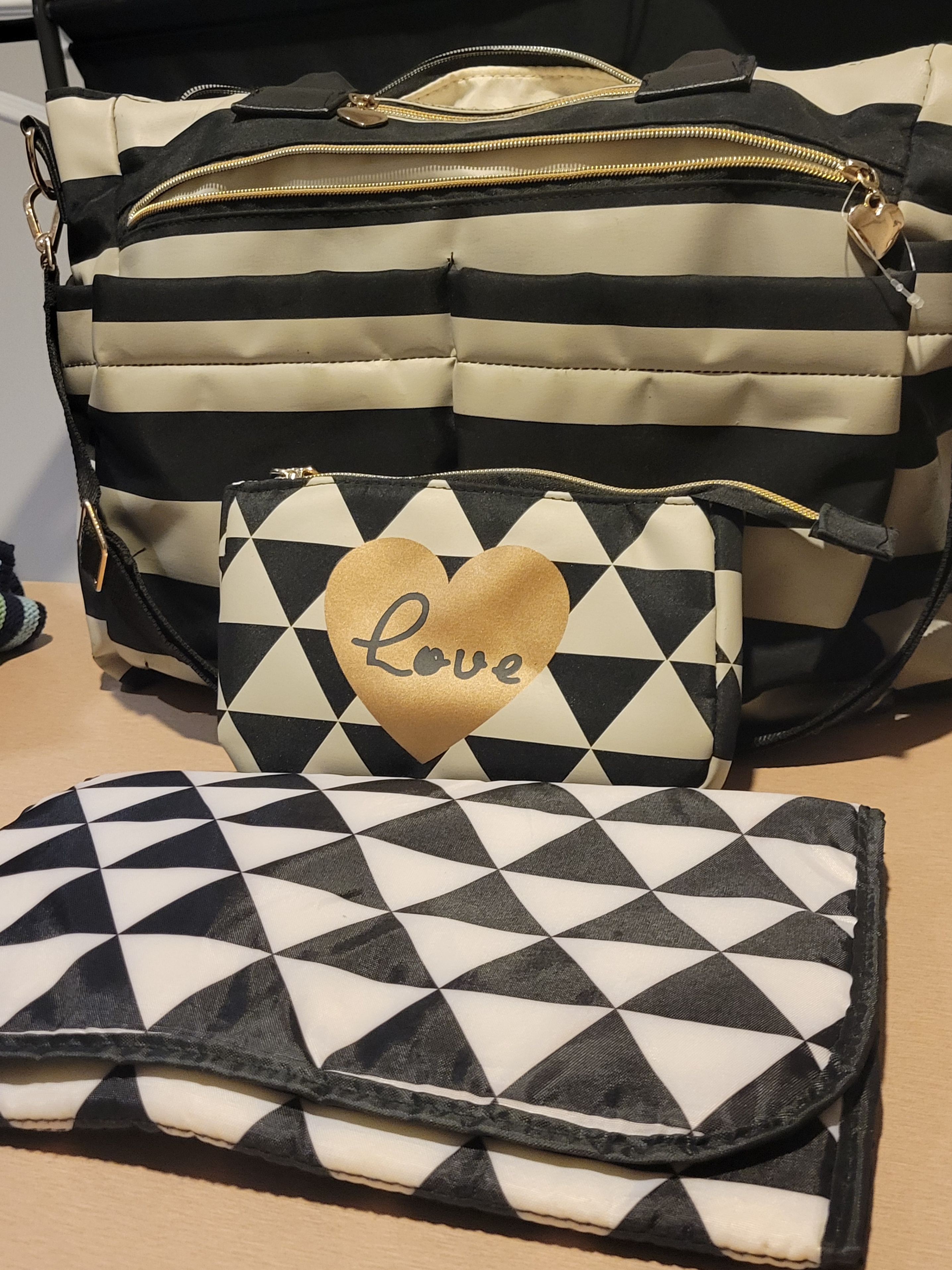 Betsey Johnson Black & White Stripe Diaper Bag - photo 2