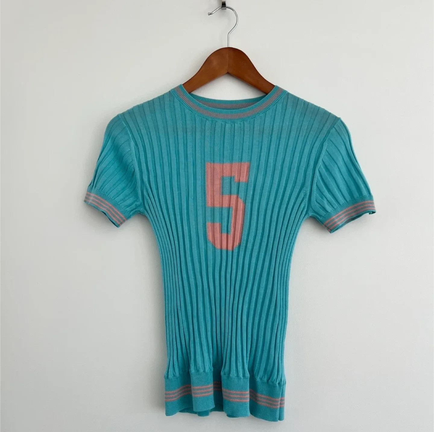 Chanel Silk Ribbed Knit Ringer Tee Blouse - Size S image indicator(3)