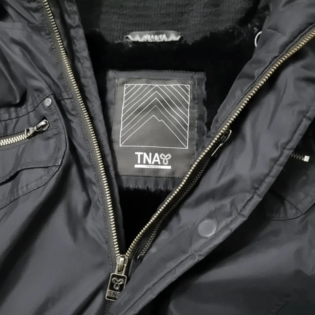 🔥 ARITZIA TNA Parka Black Long Coat Faux Fur Hood Women's (S) image indicator(7)