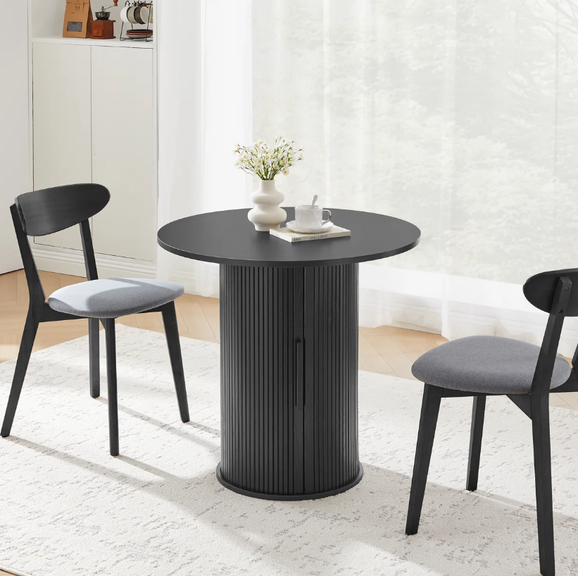 Round Black Accent Dining Table with Storage (New in box) - photo 5