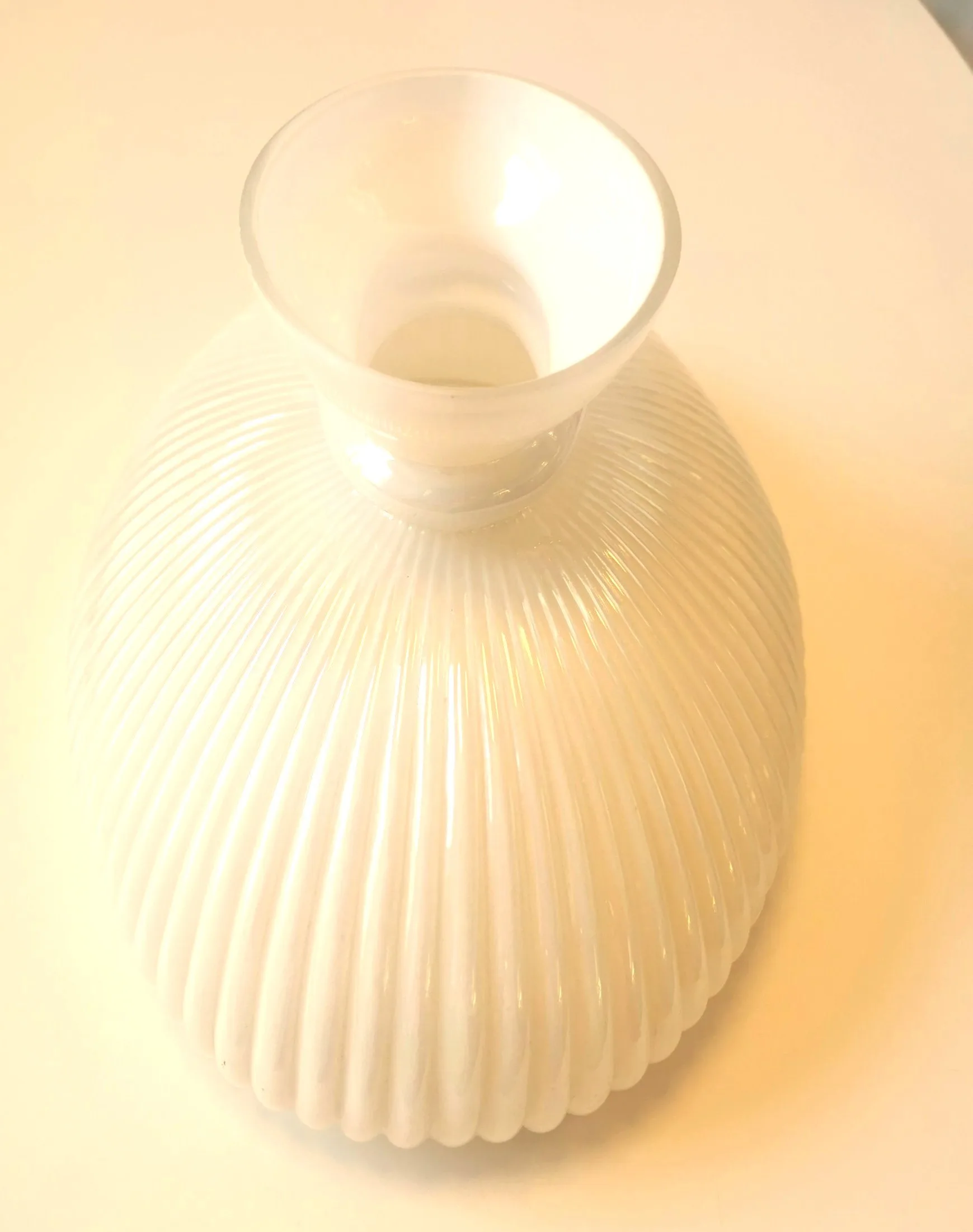LUXURY 1950s Brass & Ribbed Milk Glass Parlor Lamp 16.5" T image indicator(9)