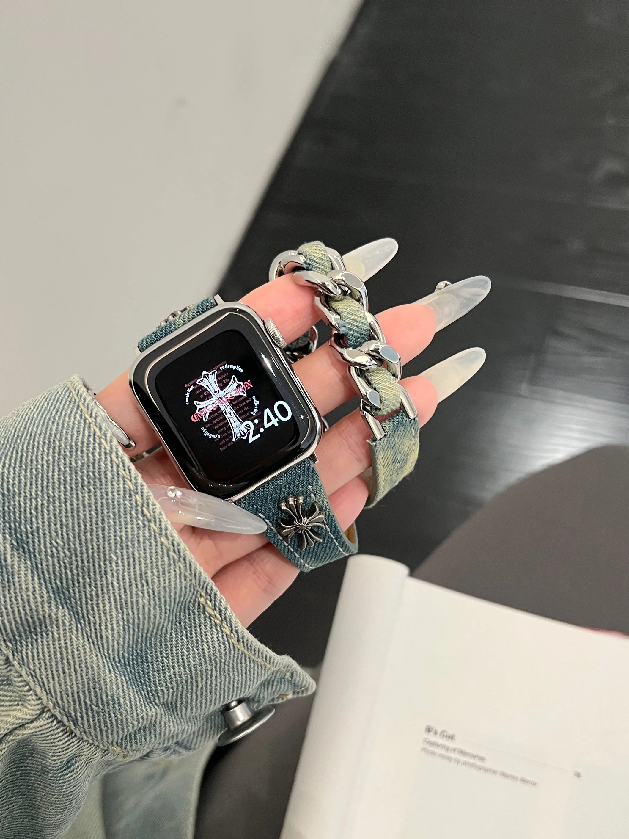 07-W Denim Washout Replacement iWatch Strap