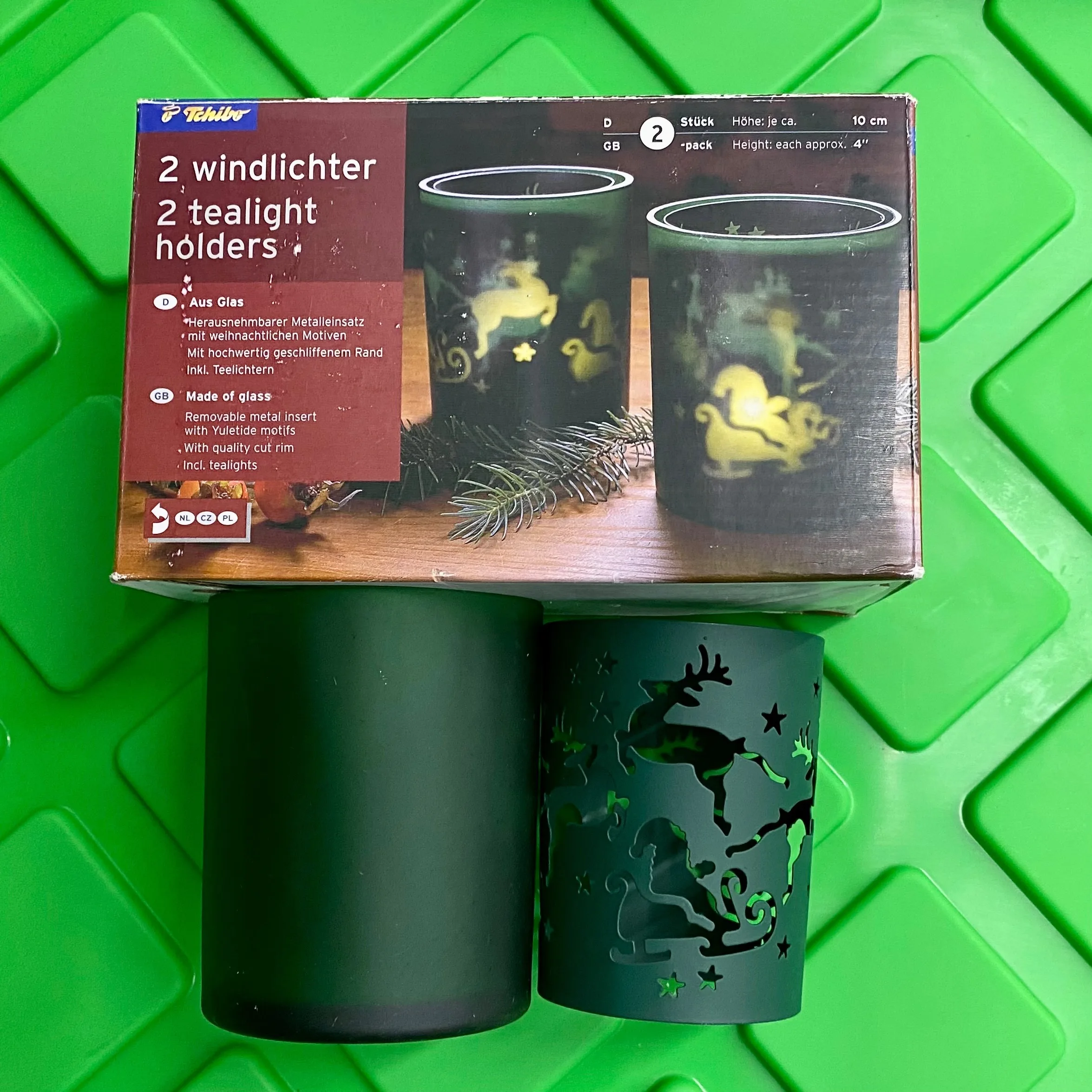 Tchibo 2 Tealight Holders - Green