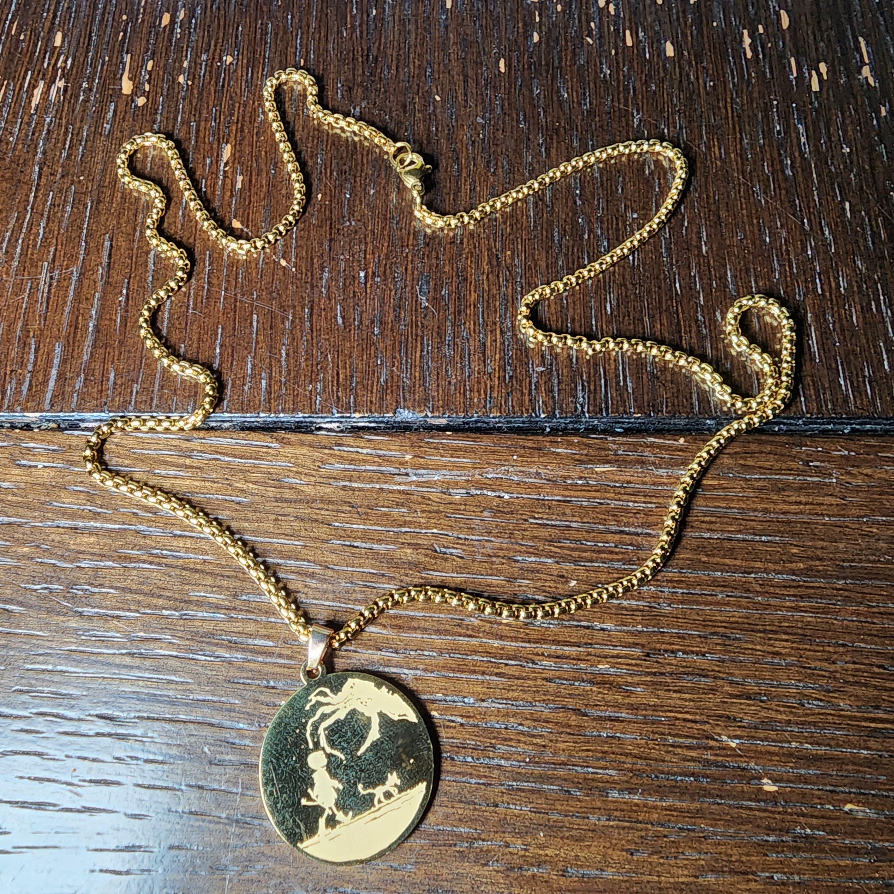 CORALINE Stainless Steel Necklace Circle Disc Pendant NEW - photo 5