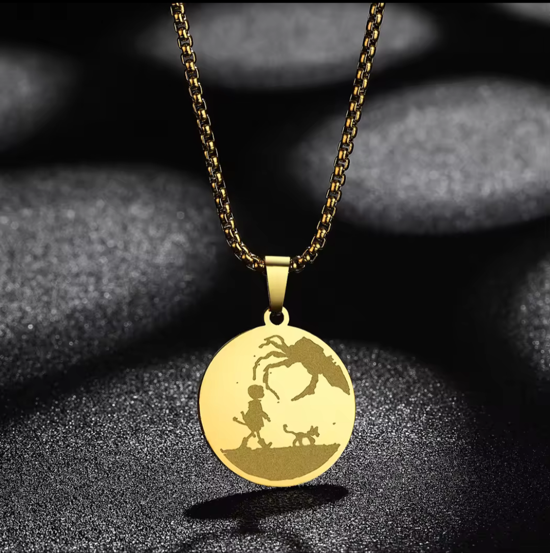 CORALINE Stainless Steel Necklace Circle Disc Pendant NEW - photo 3