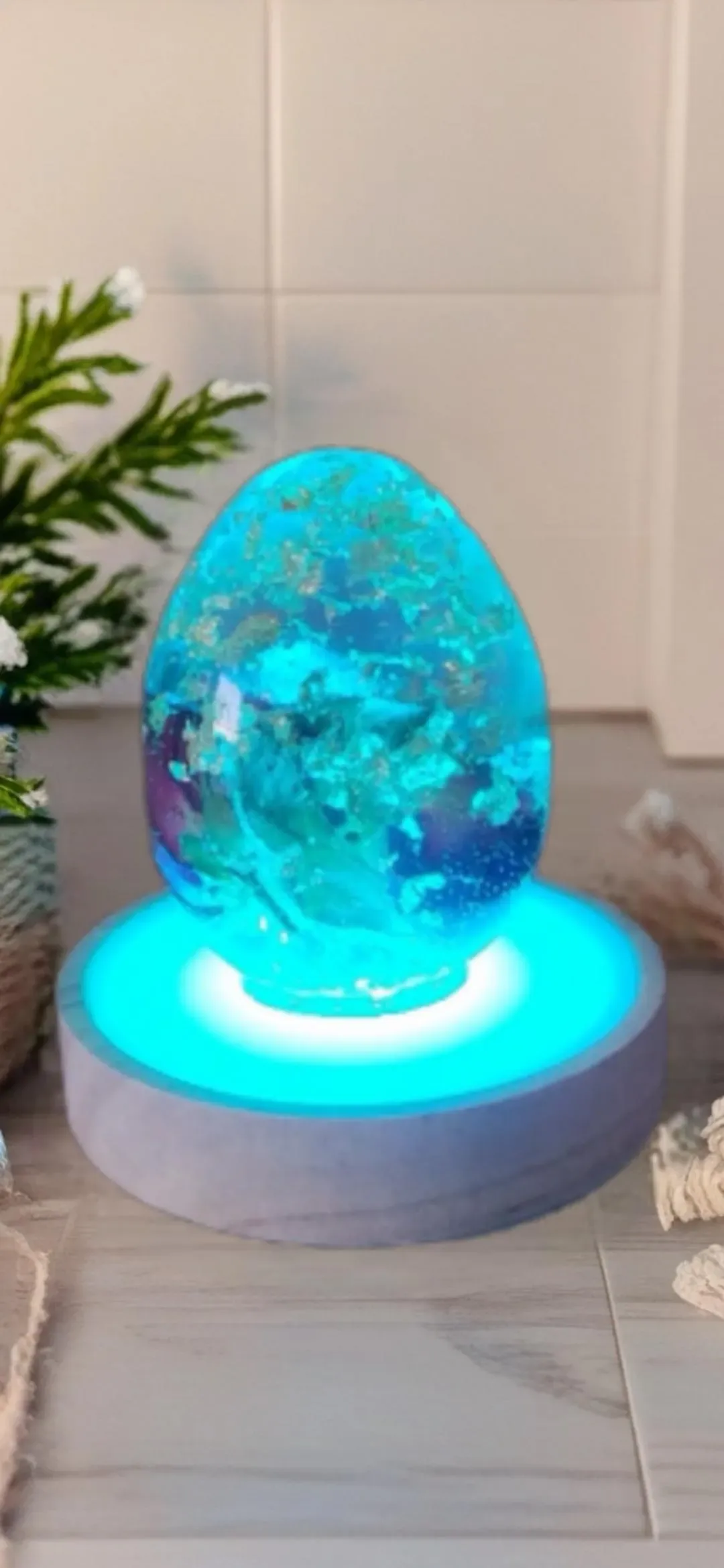 Handmade Resin Night Light and Decorative Egg - photo 5