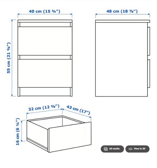 2x IKEA Malm 2 Drawer Nightstand - photo 3