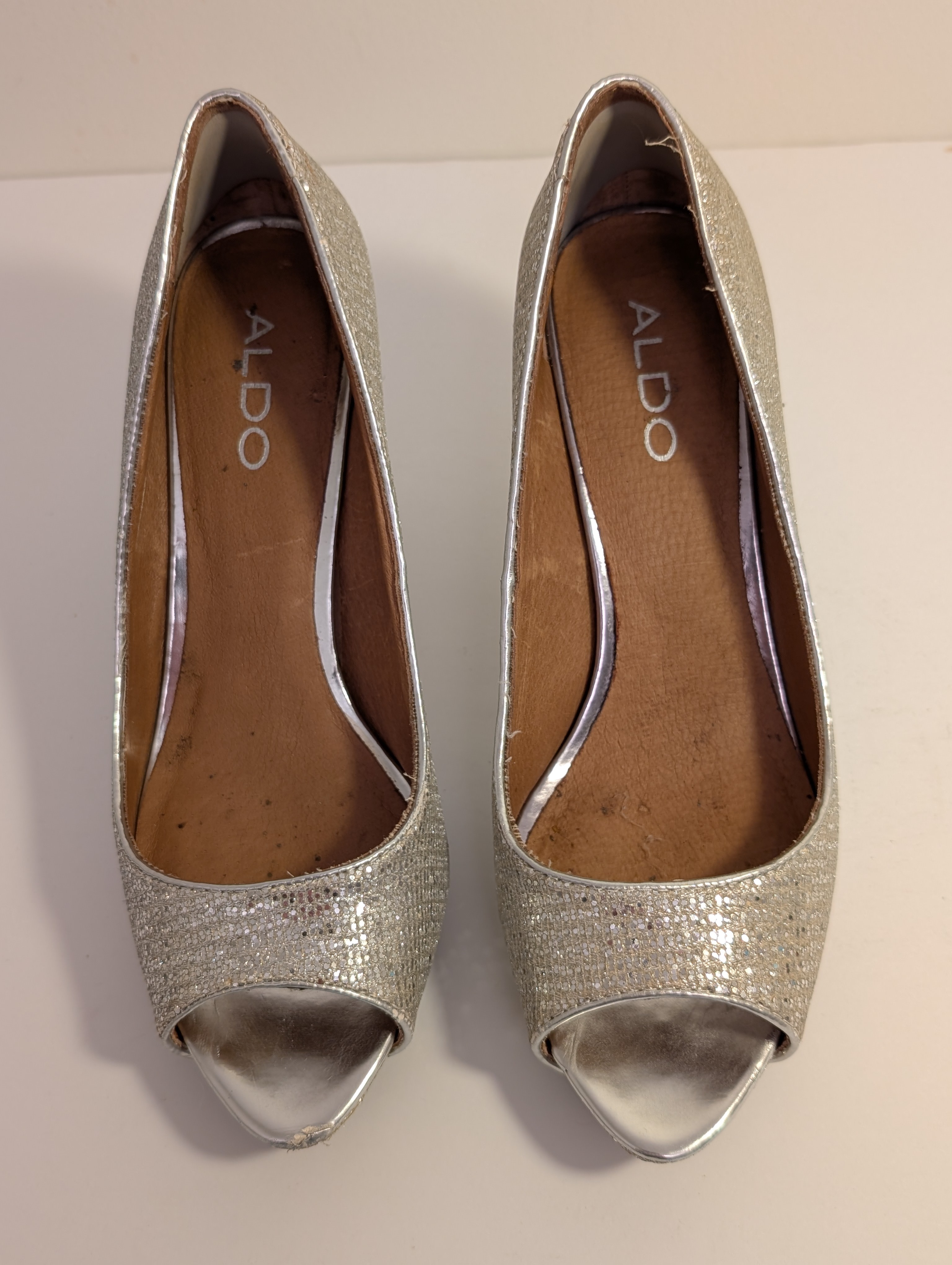Aldo Silver Glitter Heels, Size 7 - photo 3