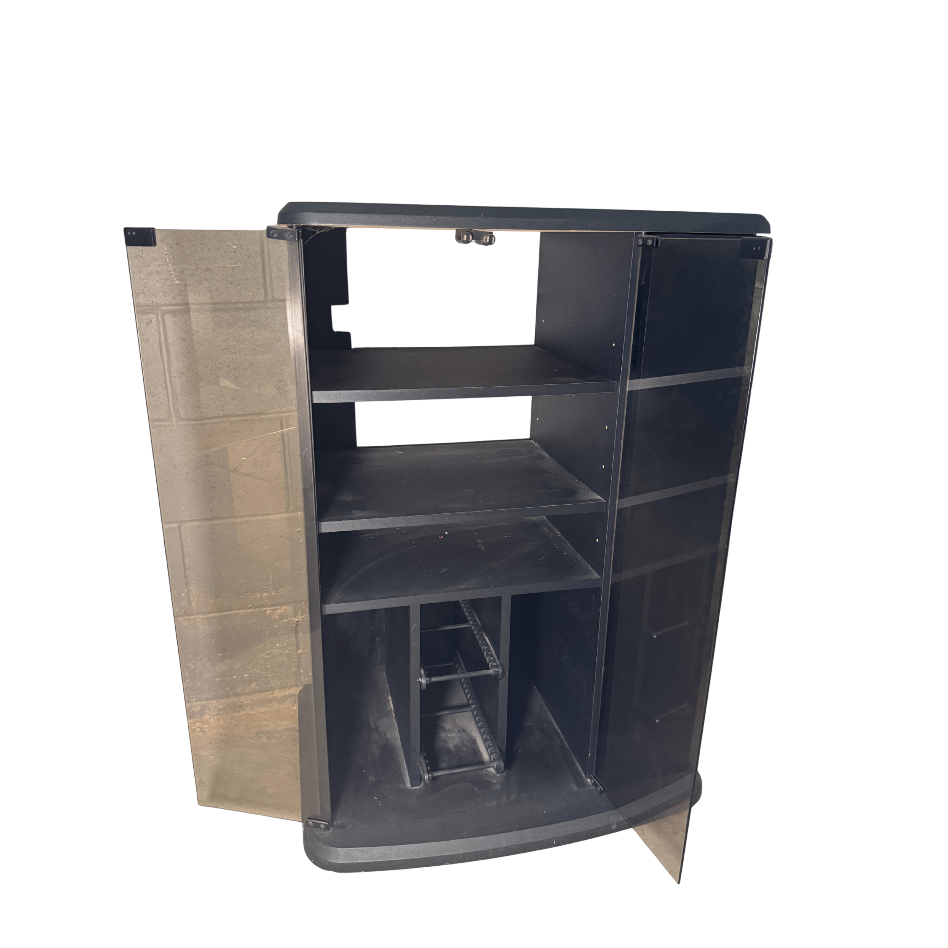 Black Media Cabinet with Glass Doors - photo 2