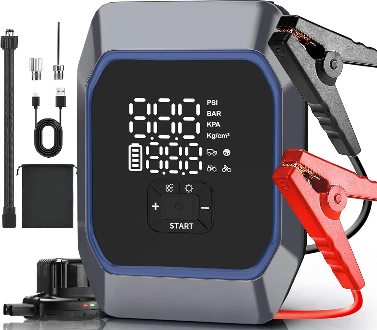 Jump Starter with Air Compressor – Portable 12V Power Bank