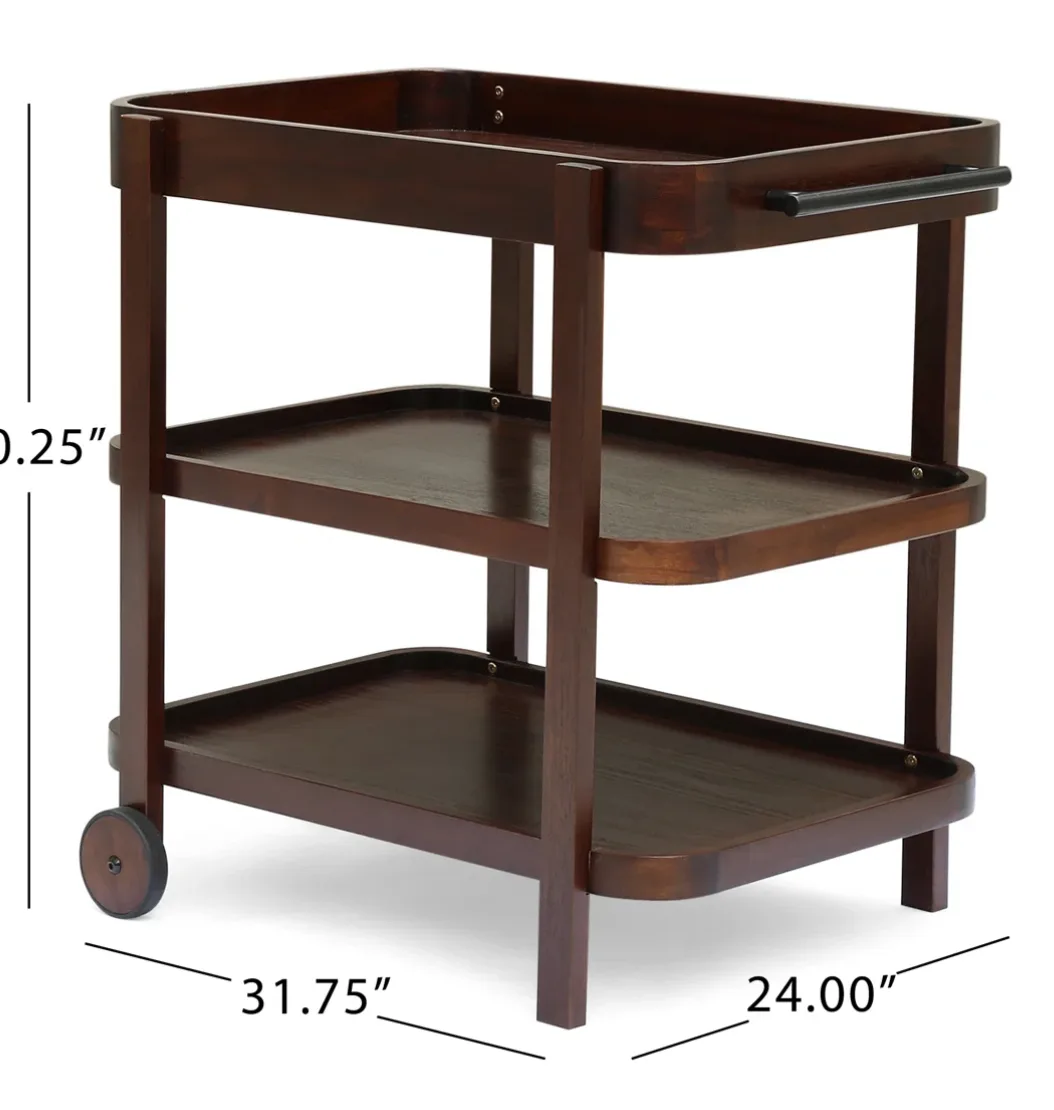 Bar Cart, acacia wood, brown mahogany