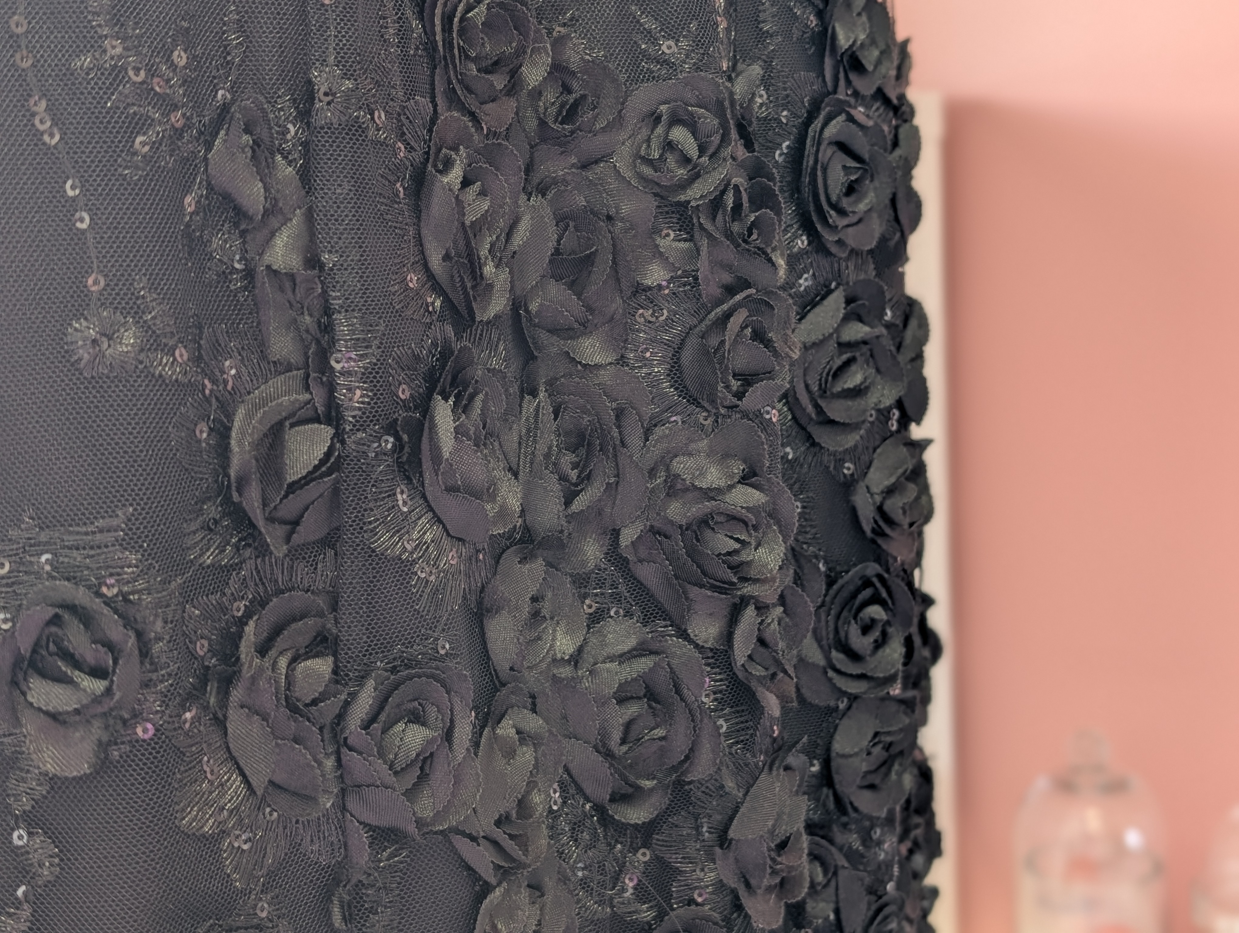 Size Small Black Corset Gown with 3D Floral Embellishments - photo 4