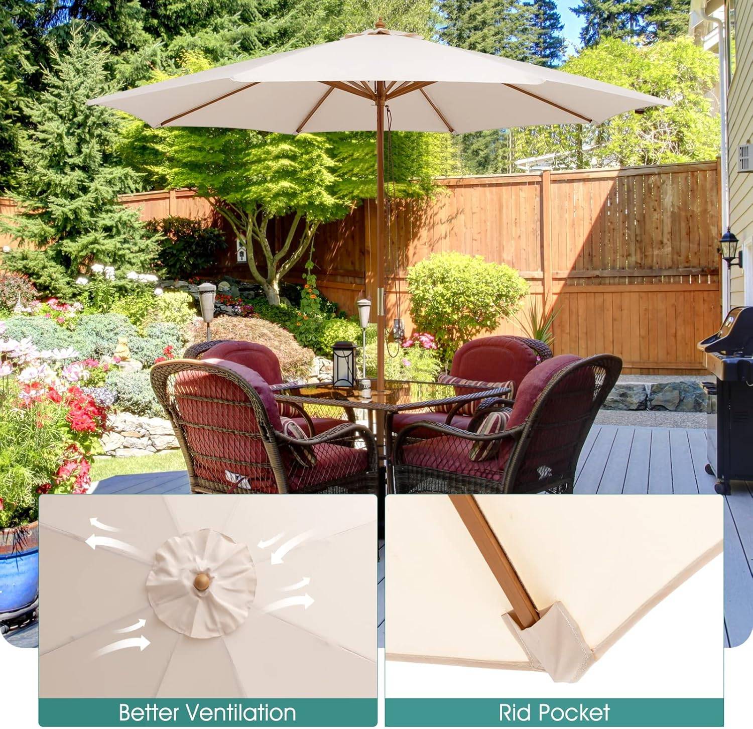 Giantex 10FT Patio Umbrella, Outdoor Table Market Umbrella with - photo 3