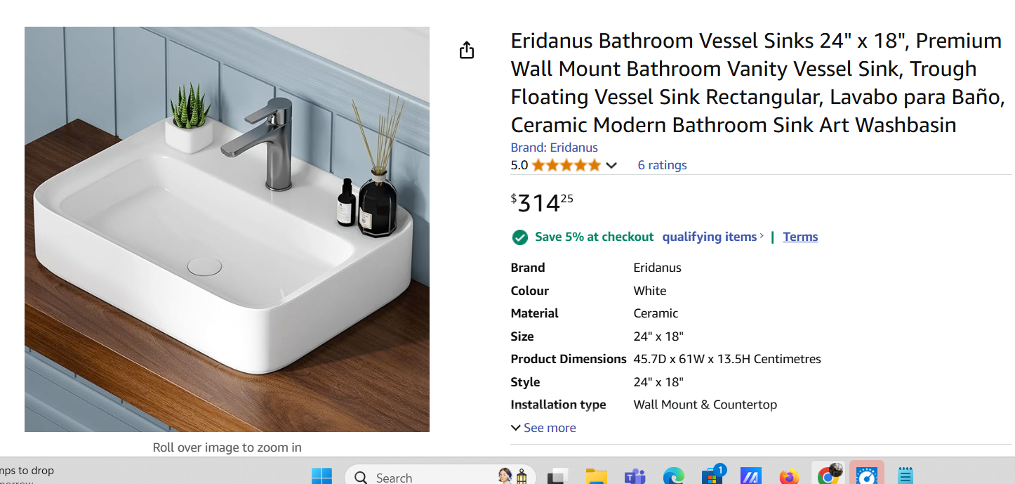 NEW wall mount Bathroom Vessel Sinks 24" x 18 - photo 3