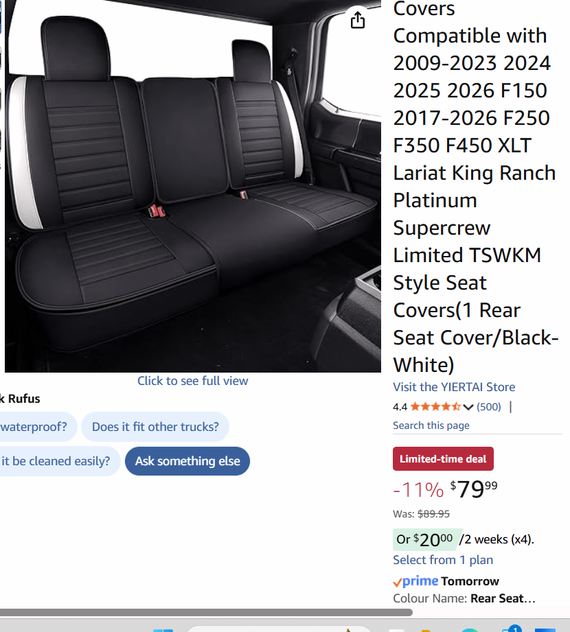 BRAND NEW rear leather seat covers for FORD F150-F250-F350-F450 - photo 3