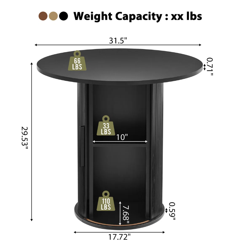 Round Black Accent Dining Table with Storage (New in box) - photo 4