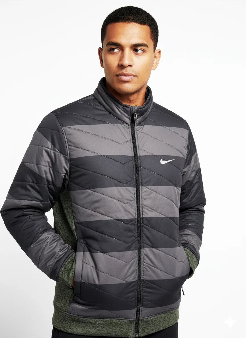 🔥NIKE Mens Quilted Padded Training Winter Jacket Gray Coat Sz(L)
