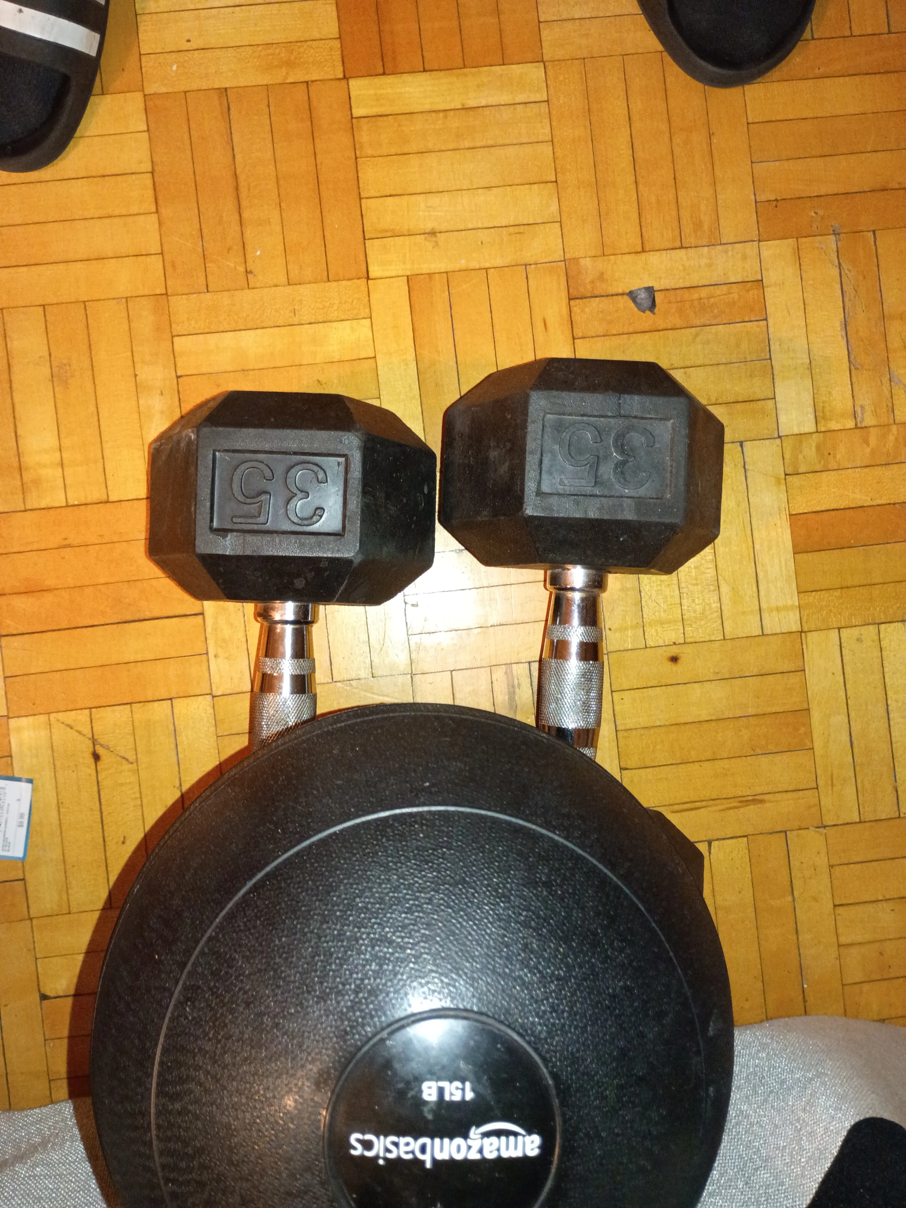 AmazonBasics 35lb Dumbbells & 15lb Slam Ball