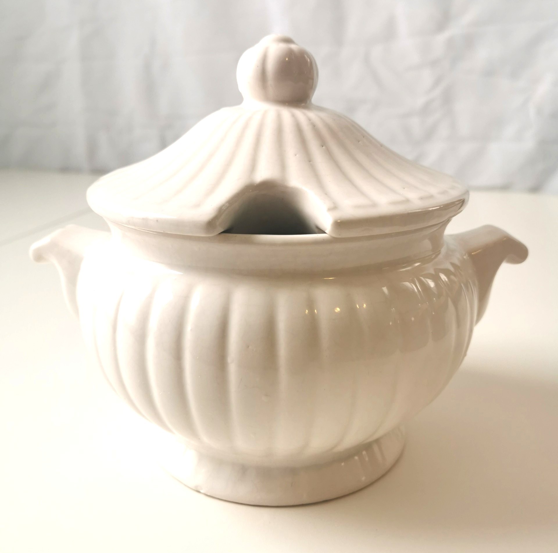 White Ironstone Style Sauce Tureen with Lid- Japan 1950s