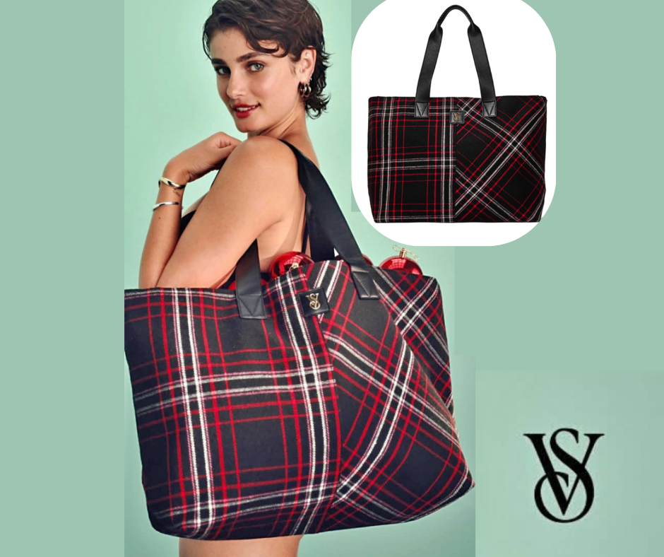 Victoria's Secret Plaid Tote Bag NEW WITH TAGS