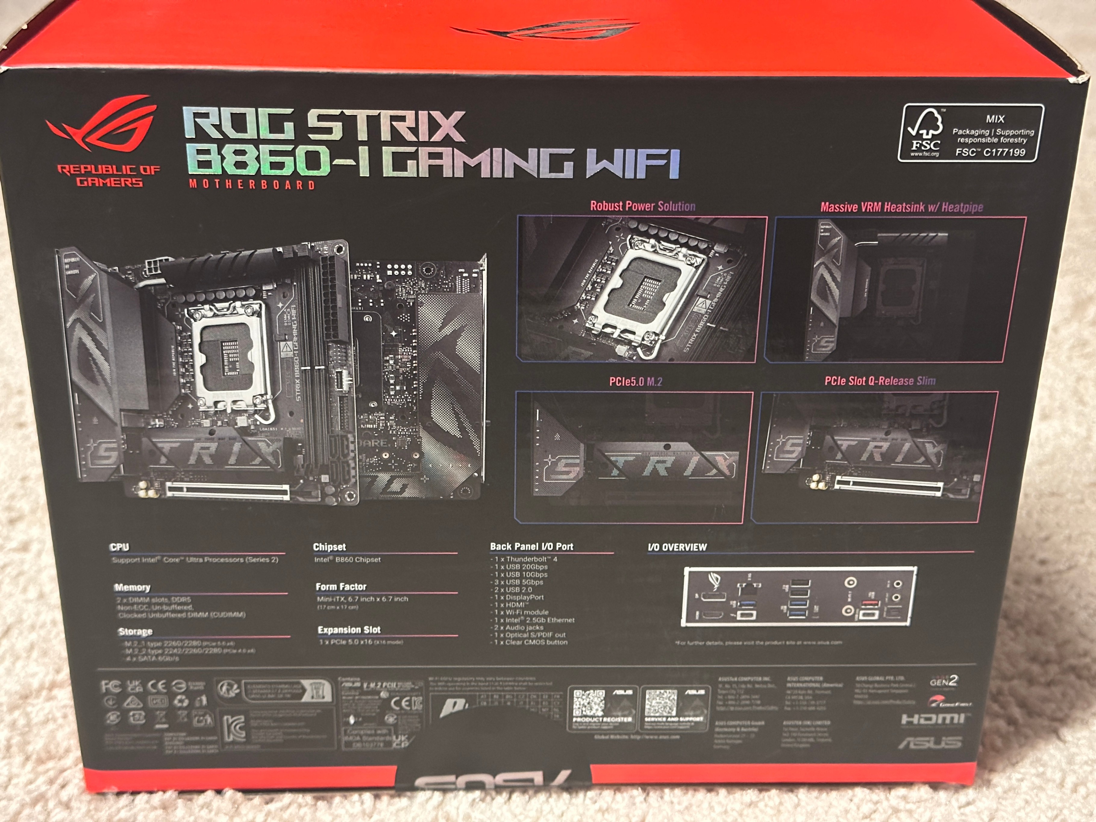 ASUS ROG Strix B860-I Gaming WiFi, Mini-iTX Motherboard Wifi 7 - photo 2
