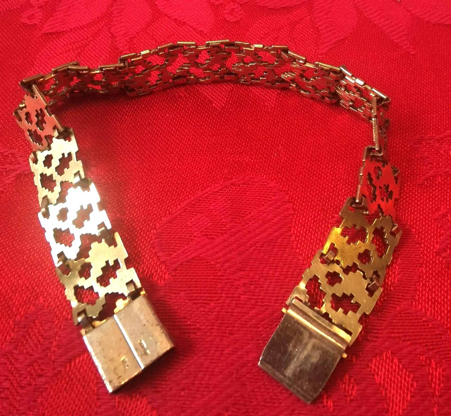 K&L Rolled Gold Germany Woven Modernist Bracelet 1960s Large